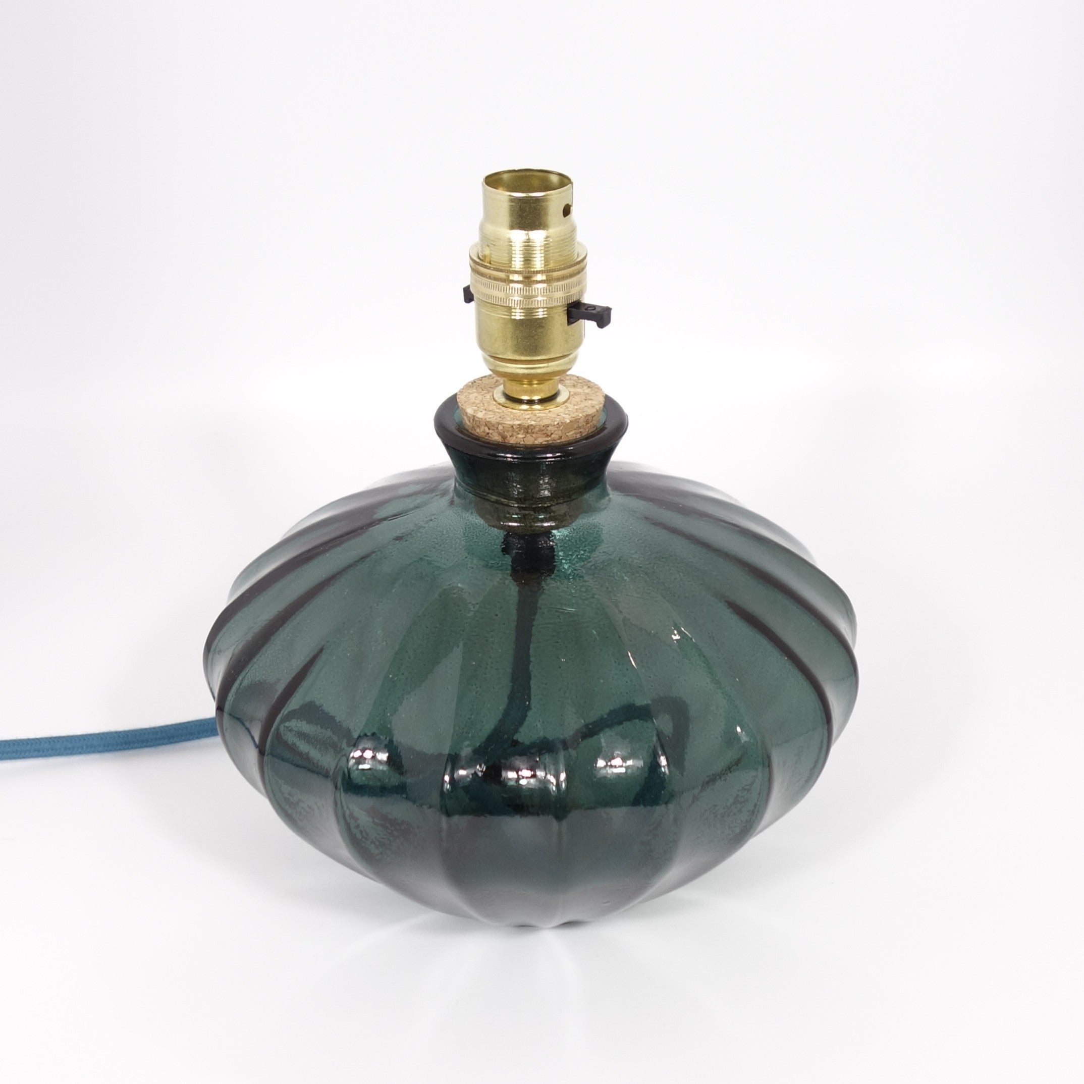 Recycled Glass Fluted Ellipse Lamp 20cm