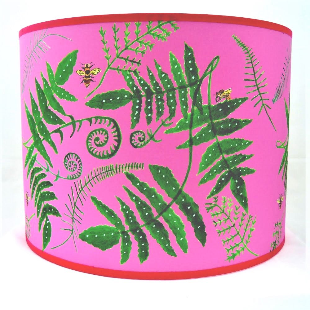 Fern & Bee Printed Drum Shade 10" to 18"