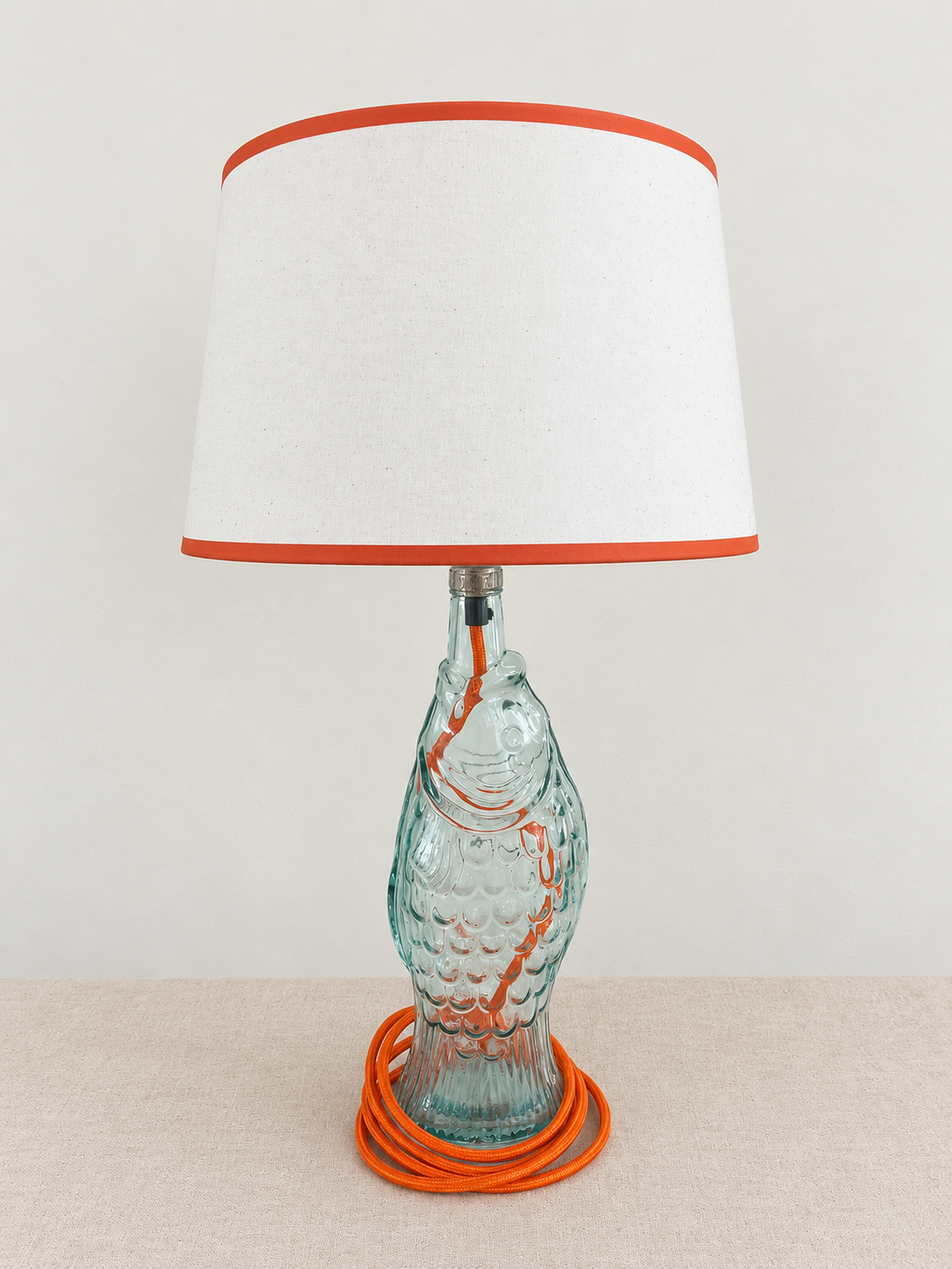 Recycled Glass Fish Table Lamp 39cm
