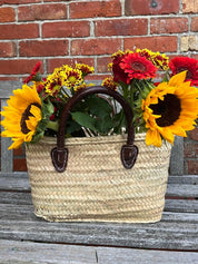 French Market Moroccan Handmade Basket Leather Handle 3 sizes
