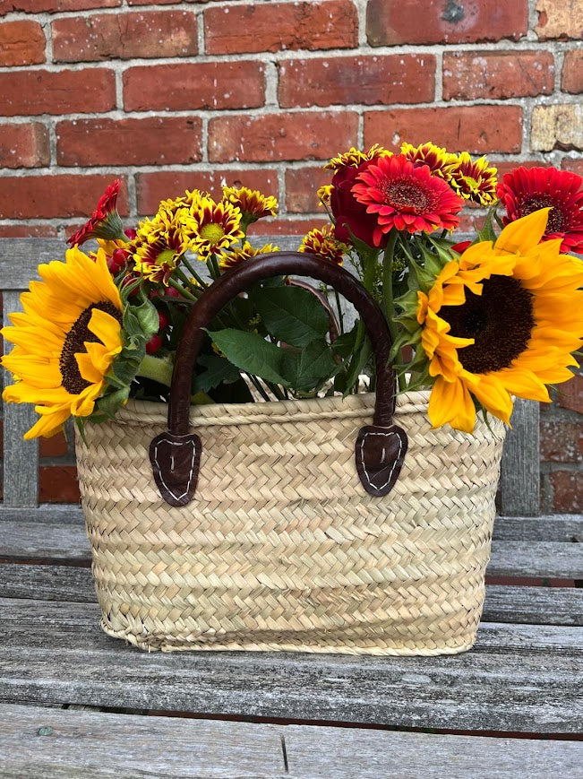 French Market Moroccan Handmade Basket Leather Handle 3 sizes