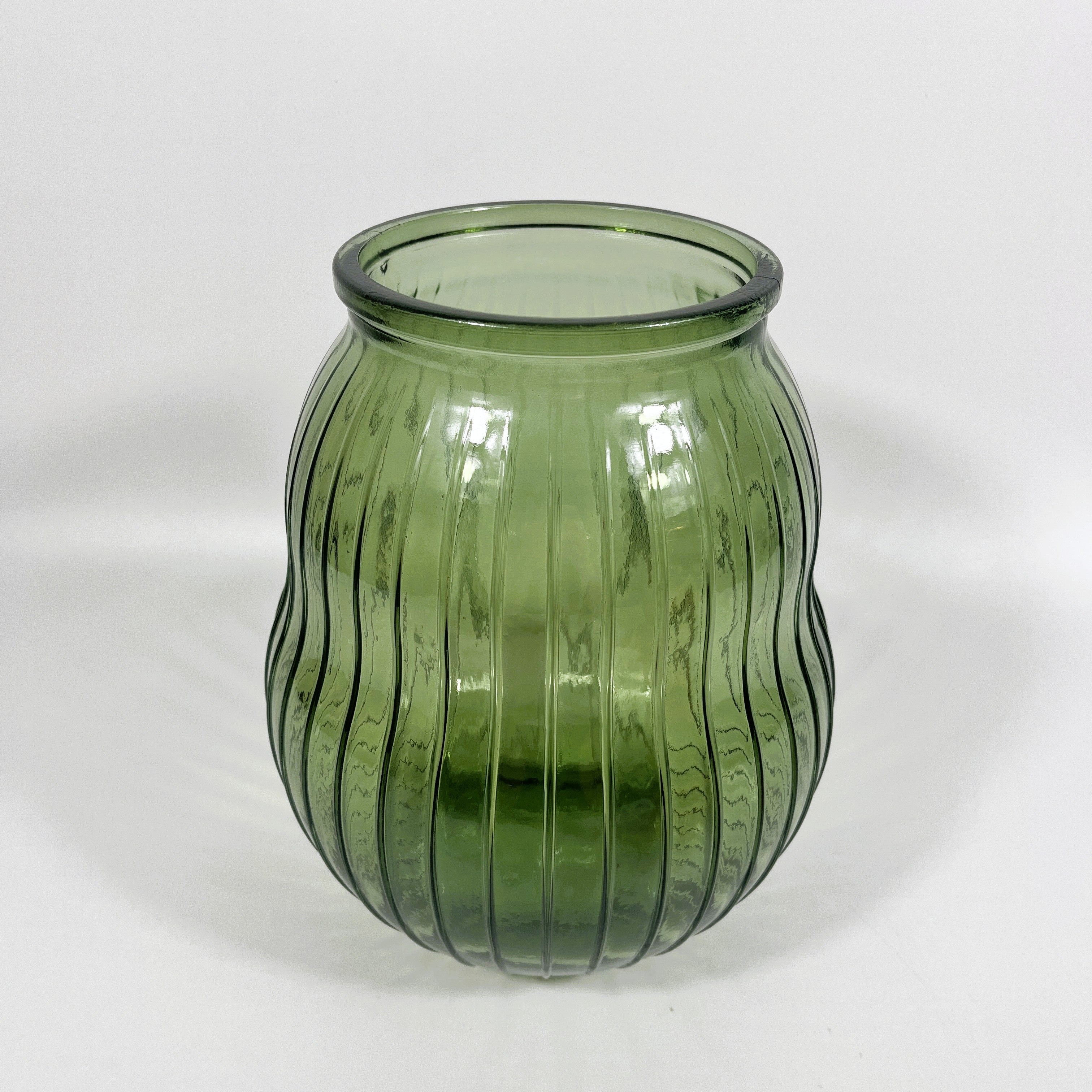 Recycled Glass 23cm Ribbed Hurricane