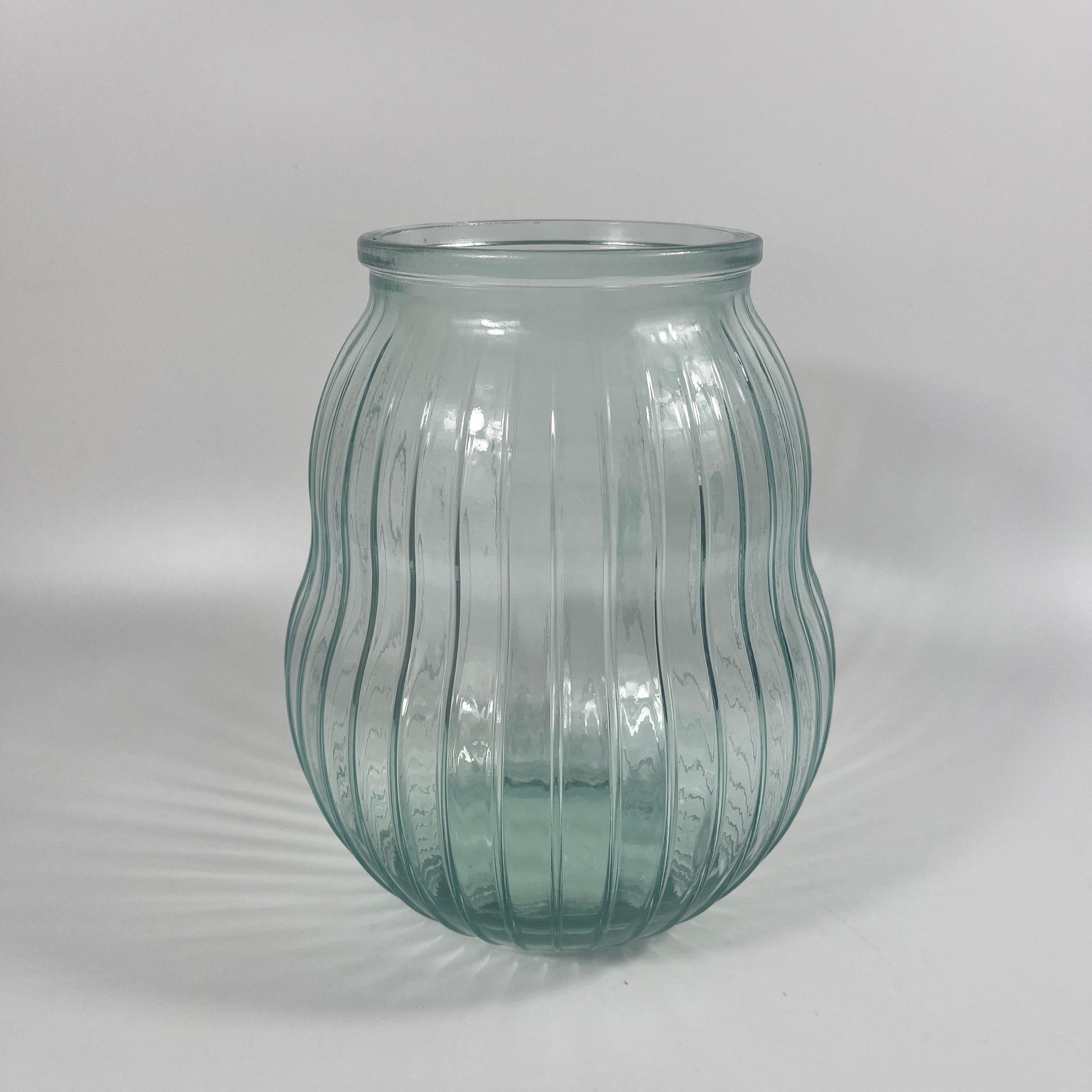 Recycled Glass 23cm Ribbed Hurricane