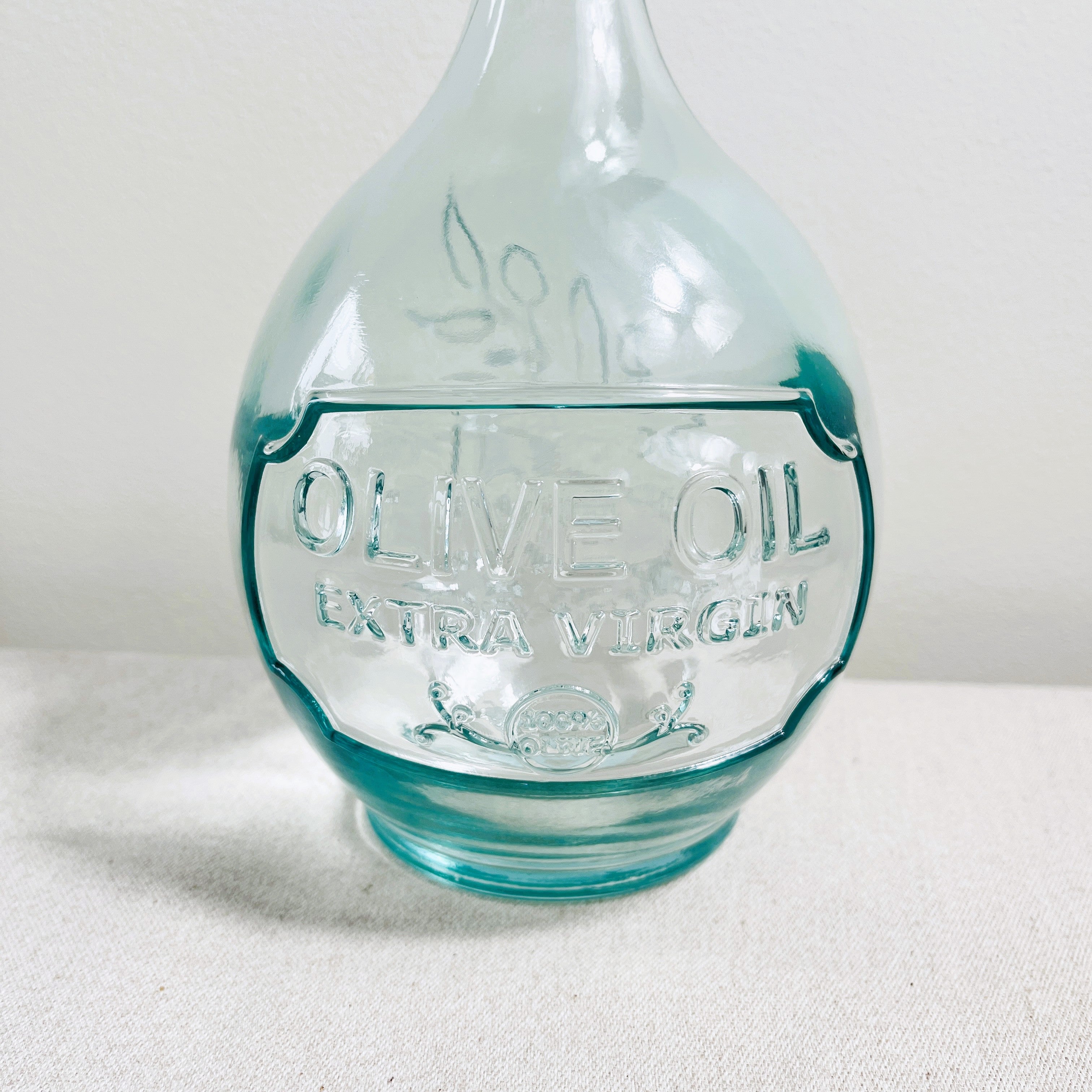 Recycled Glass Oil Bottle with Metal Pourer 1 litre