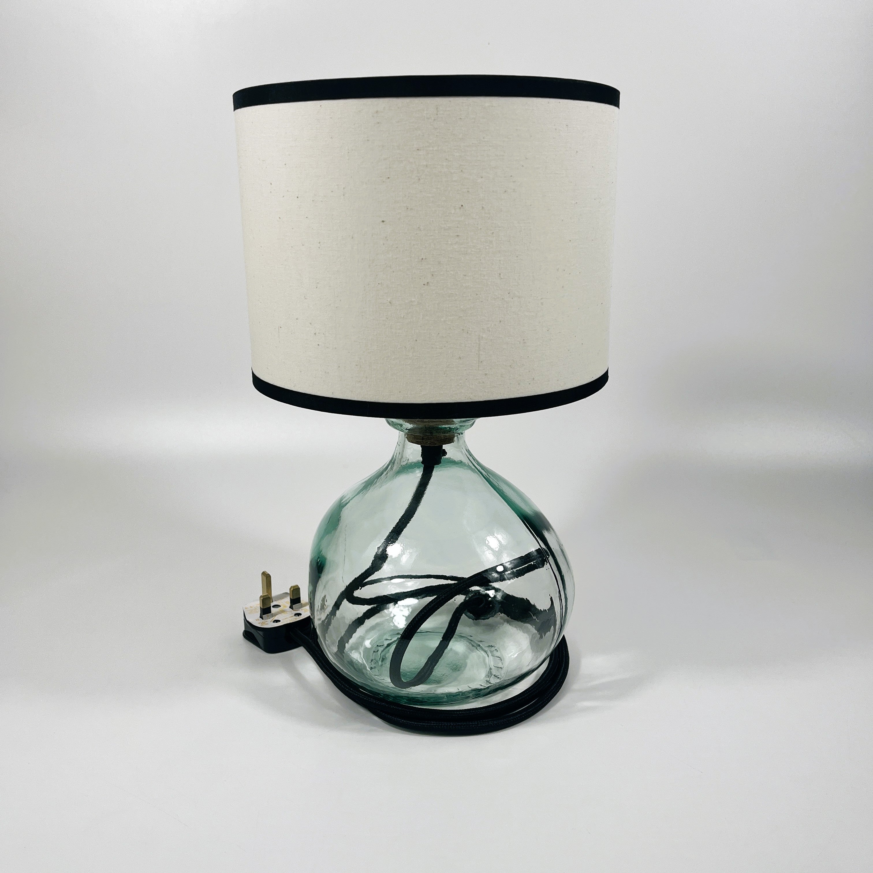 Simplicity Recycled Glass 24 cm Lamp and Shade Set