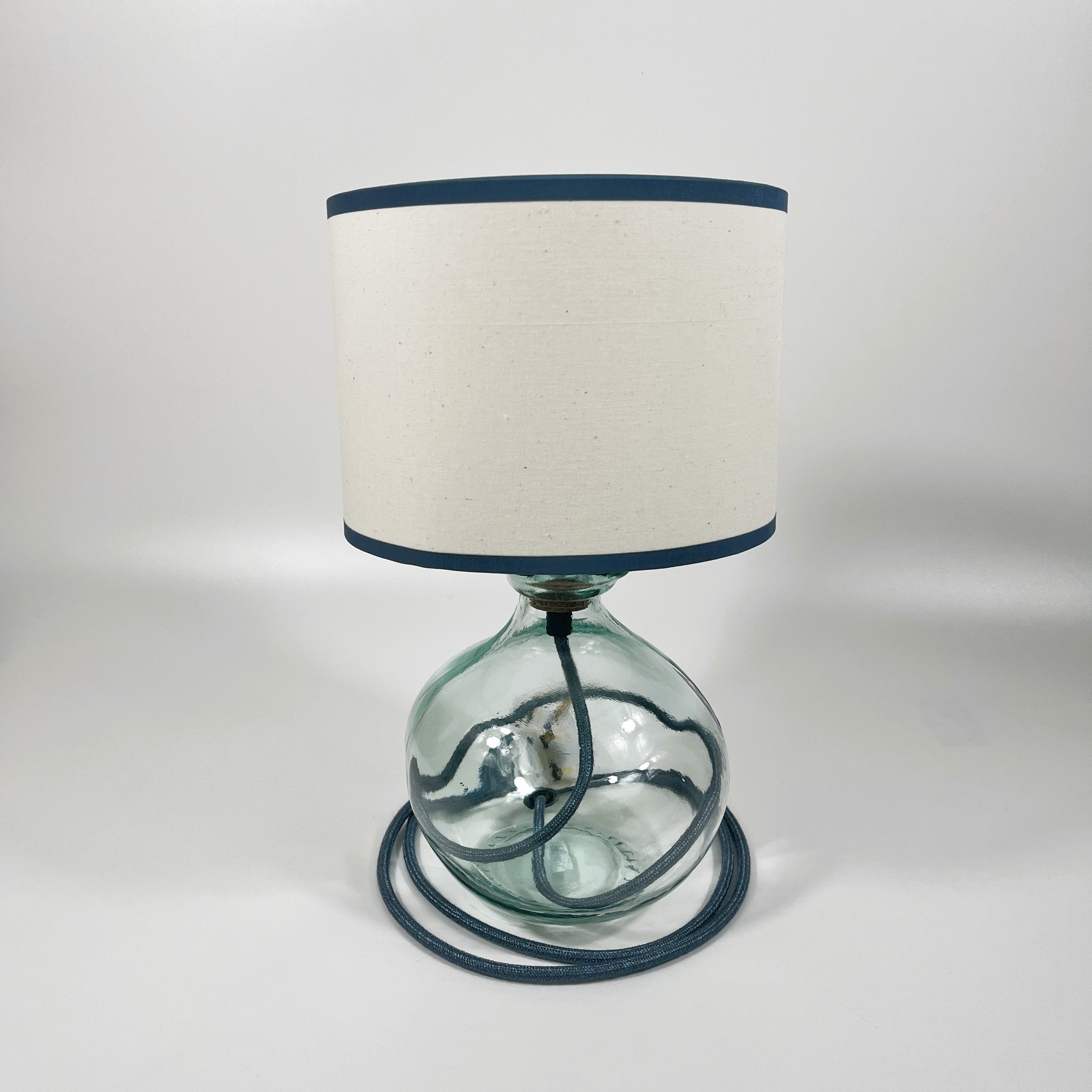 Simplicity Recycled Glass 24 cm Lamp and Shade Set