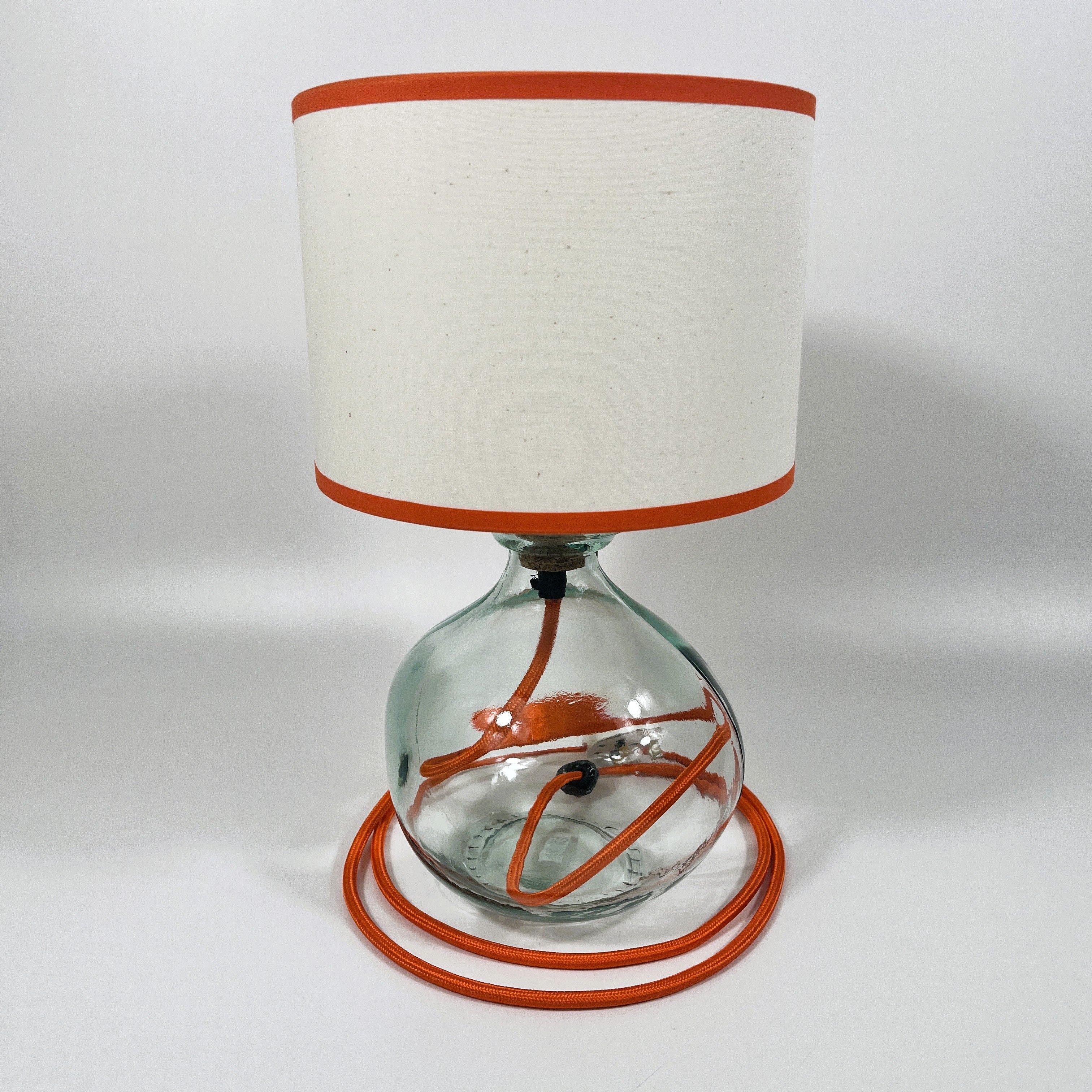 Simplicity Recycled Glass 24 cm Lamp and Shade Set