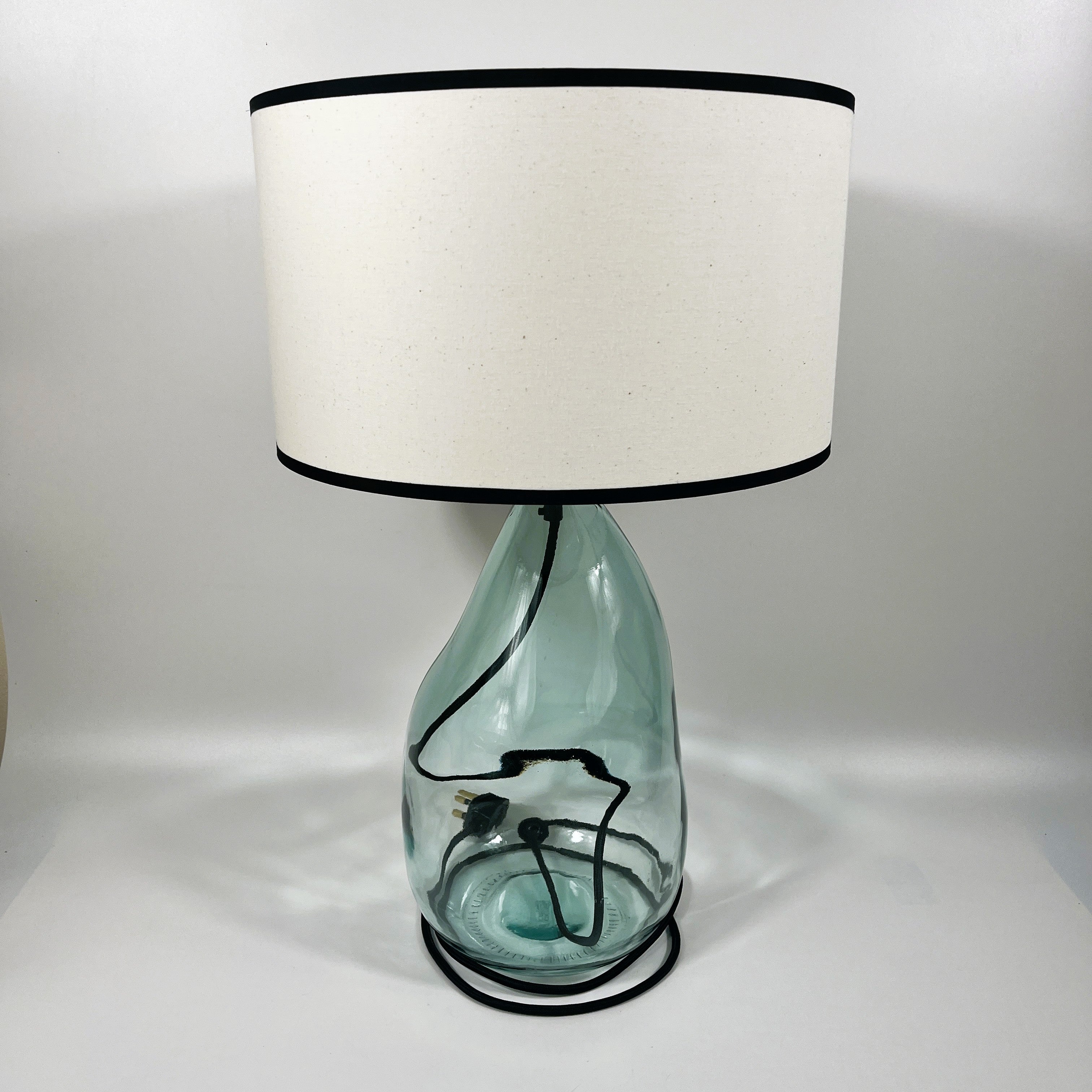 Simplicity Recycled Glass 42cm Lamp and Shade Set