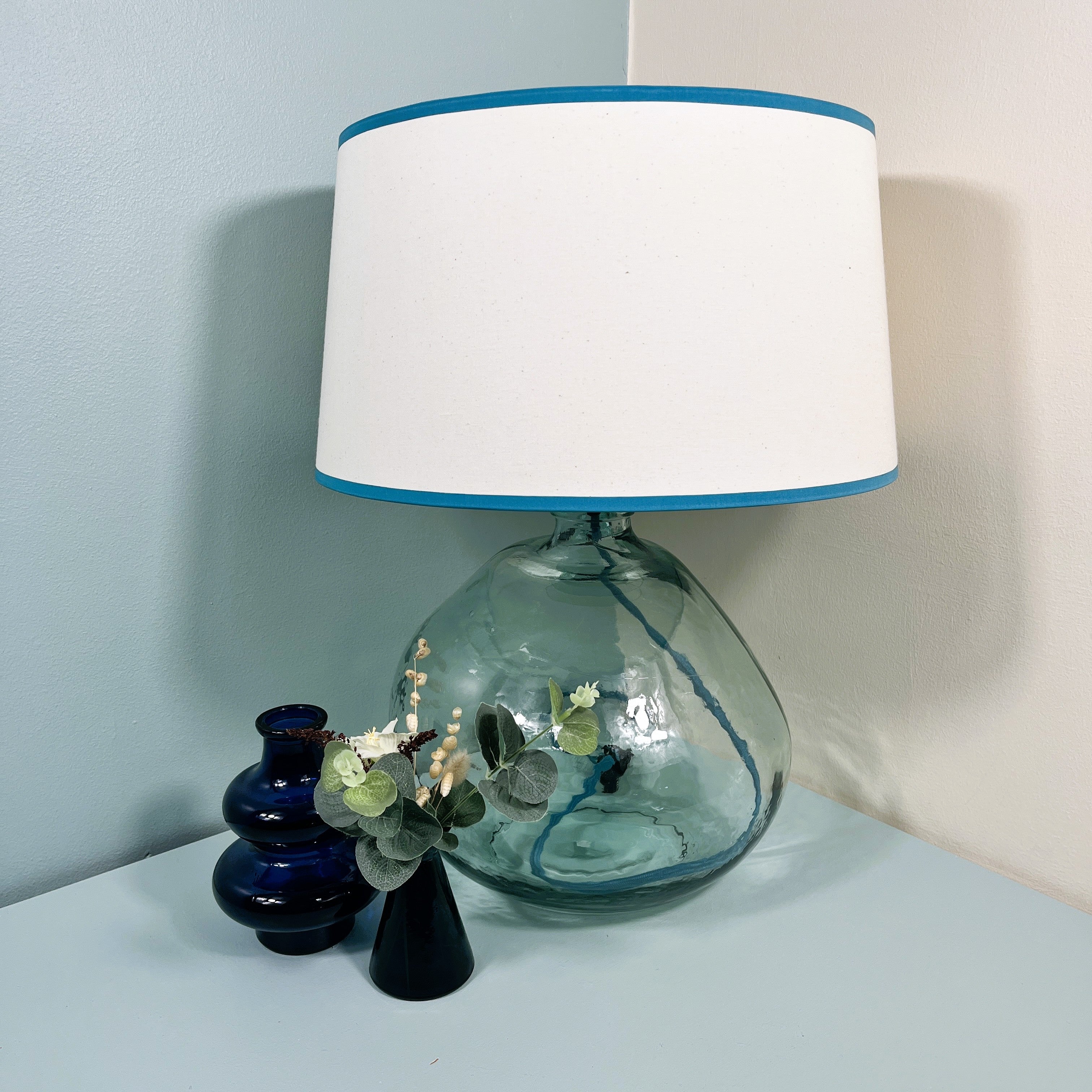 Simplicity Recycled Glass 39cm Lamp and Shade Set