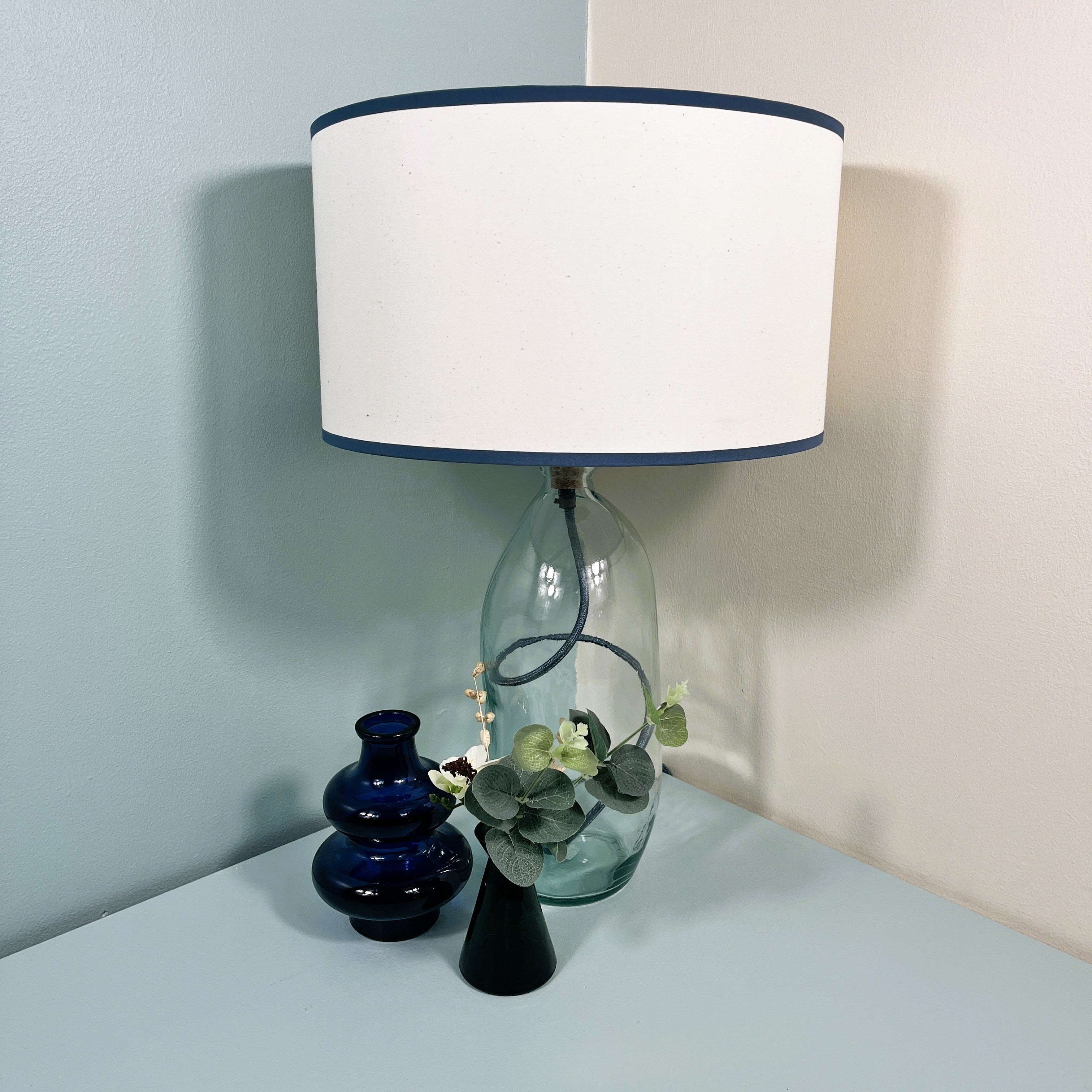Simplicity Recycled Glass 41cm Lamp and Shade Set
