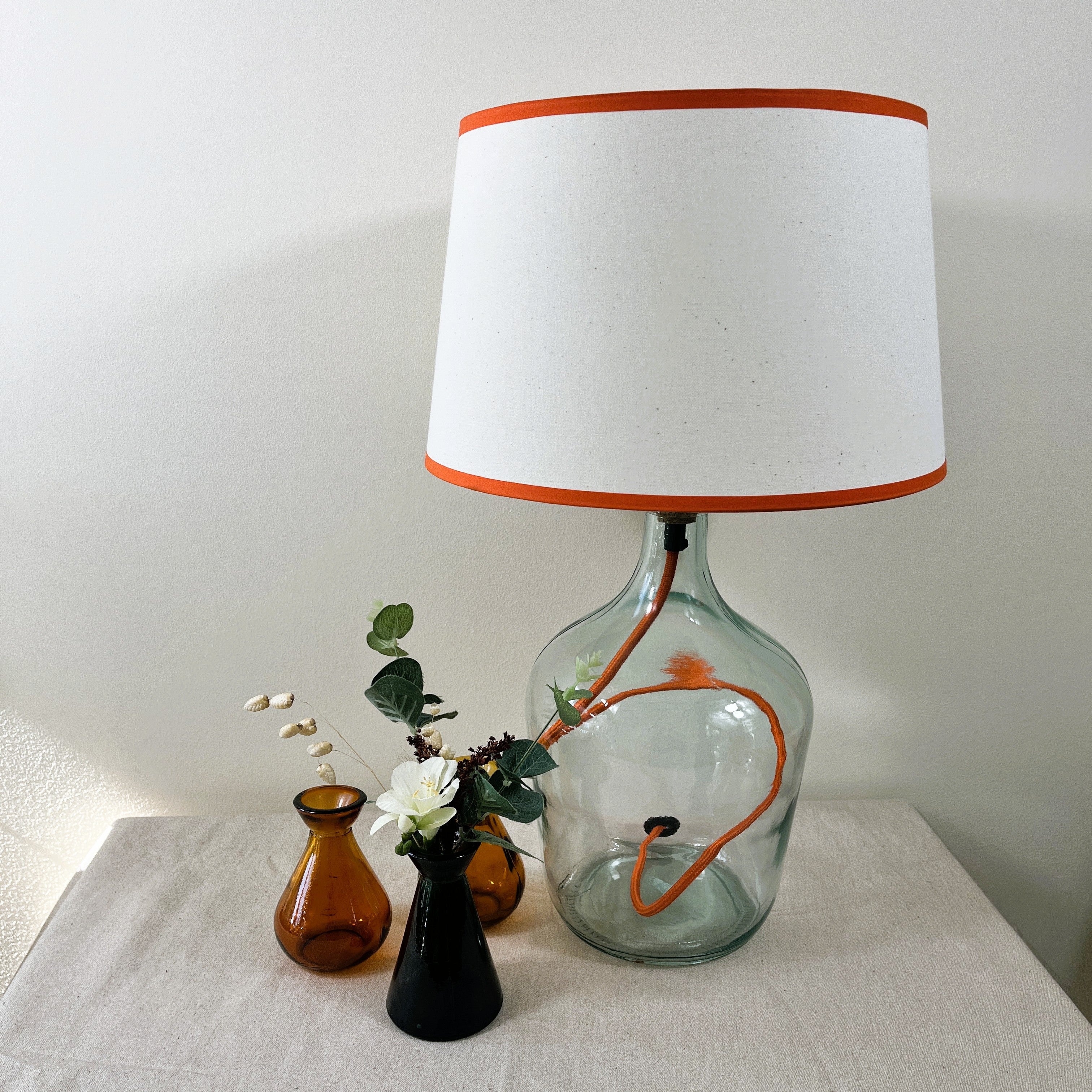 Demijohn Recycled Glass 36cm Lamp and Shade Set