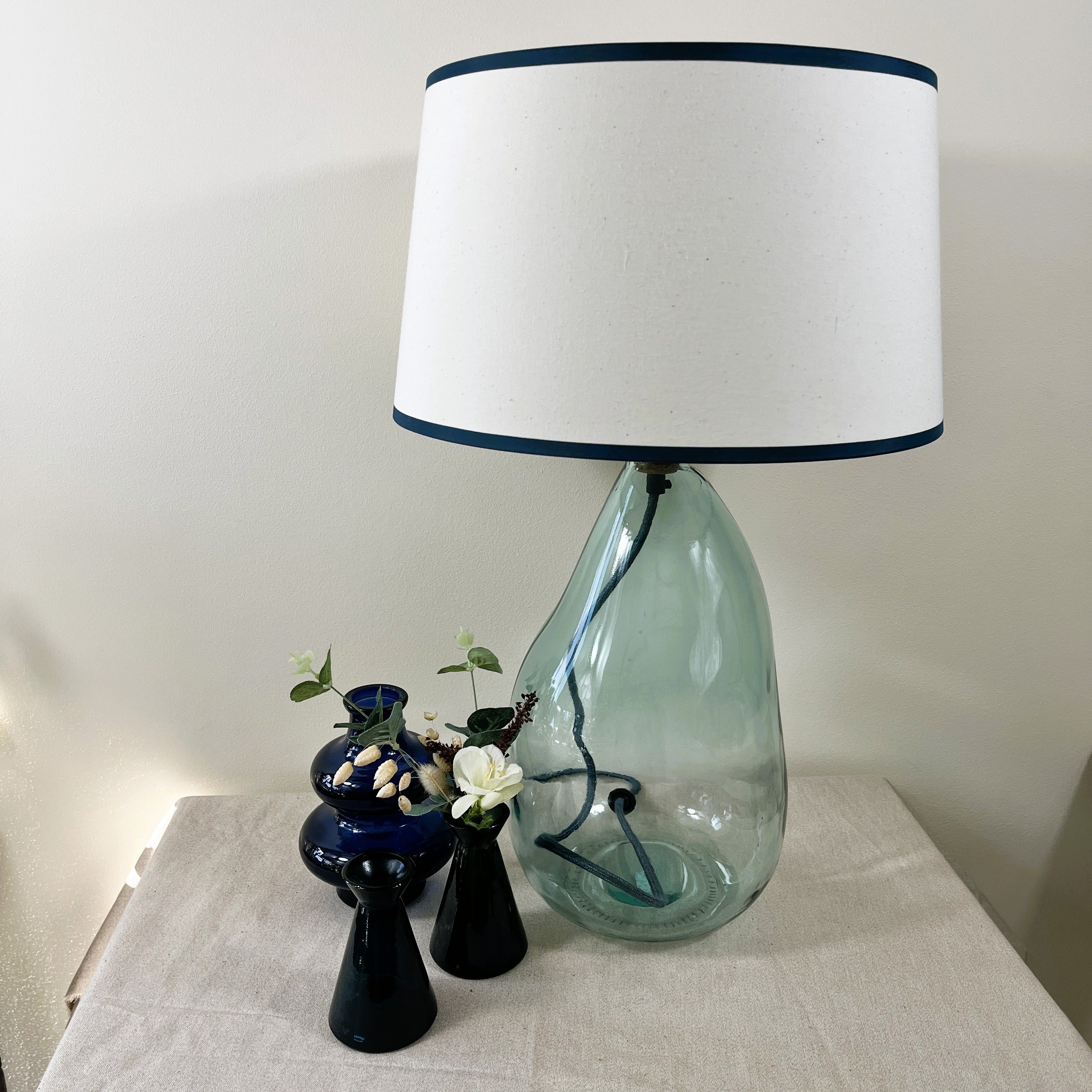Simplicity Recycled Glass 42cm Lamp and Shade Set