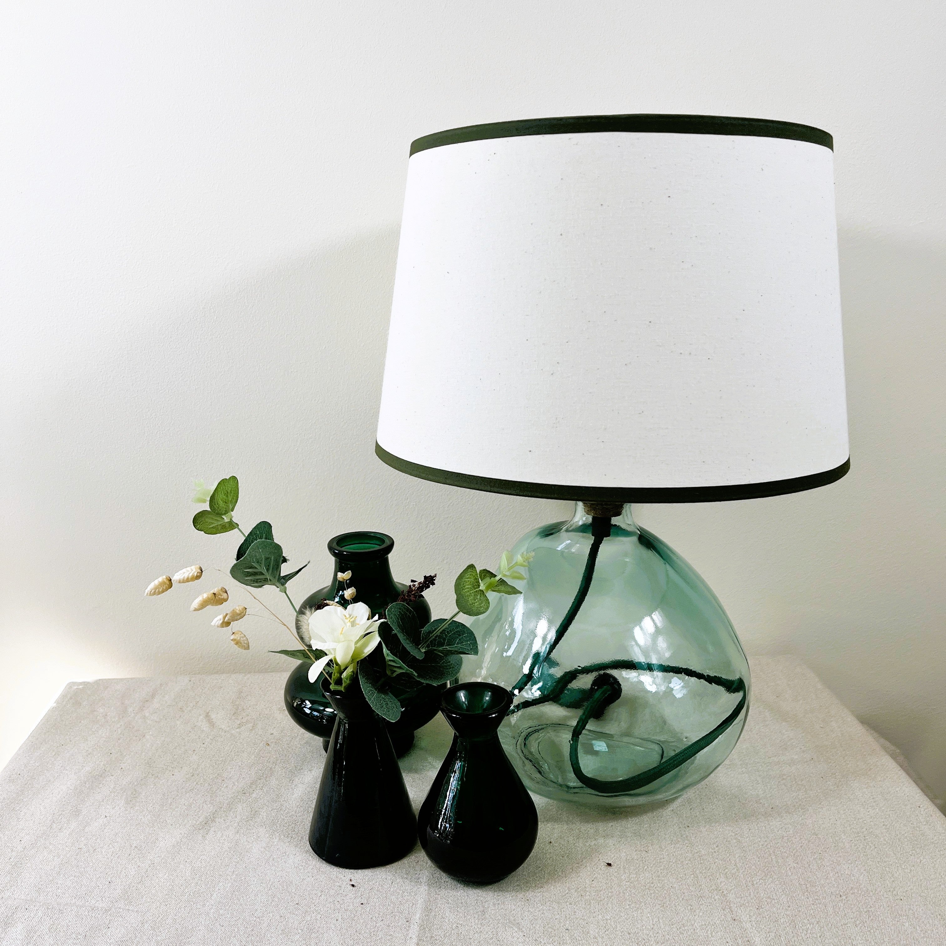 Simplicity Recycled Glass 29cm Lamp and Shade Set
