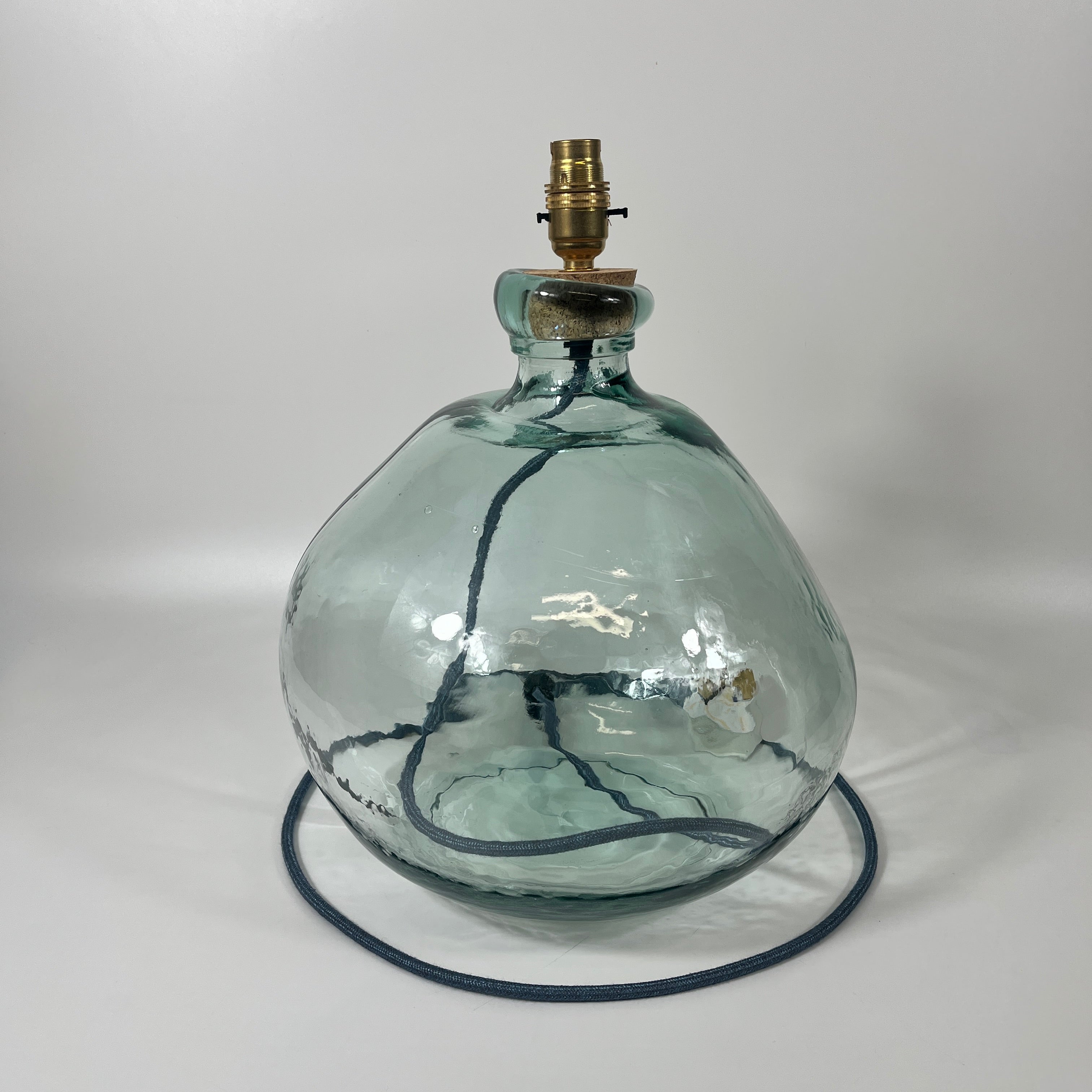 Simplicity Recycled Glass 39cm Lamp and Shade Set
