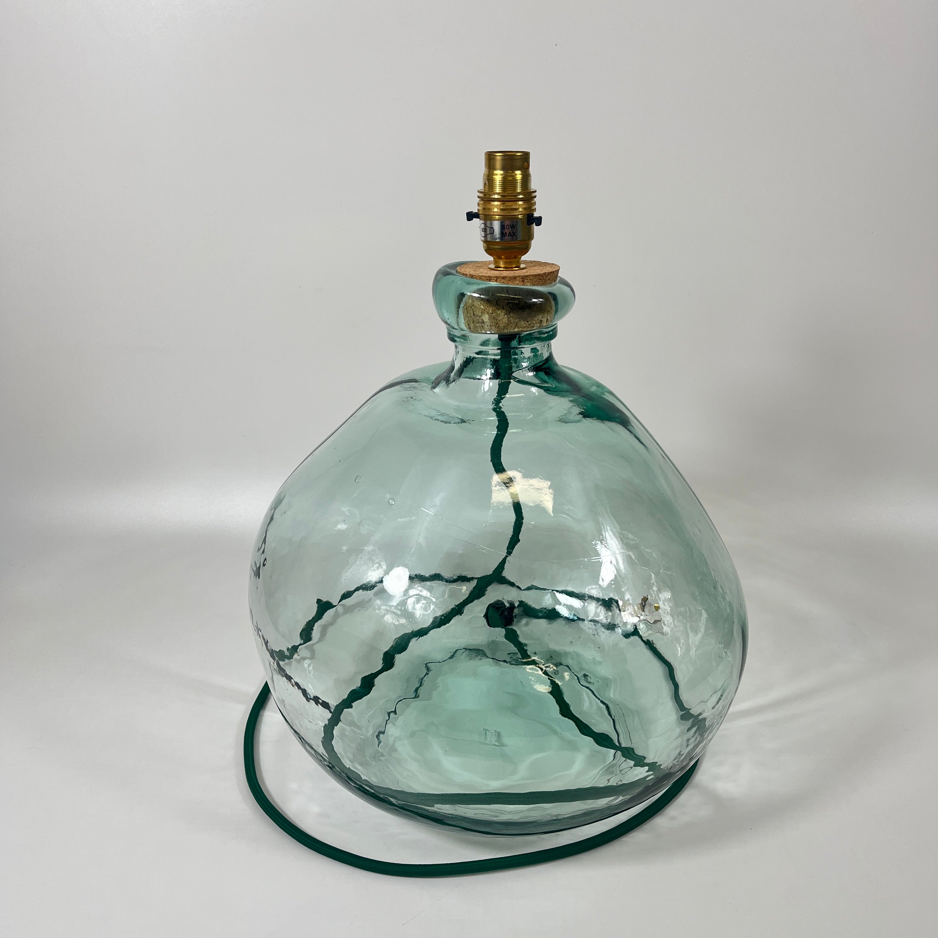 Simplicity Recycled Glass 39cm Lamp and Shade Set