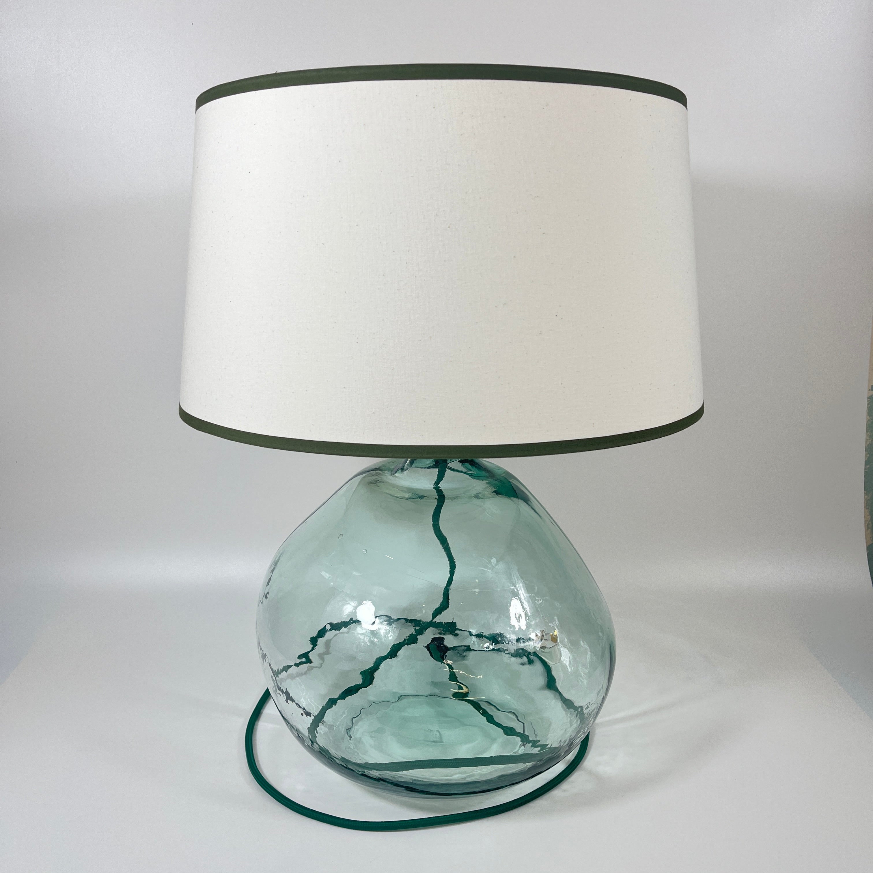 Simplicity Recycled Glass 39cm Lamp and Shade Set
