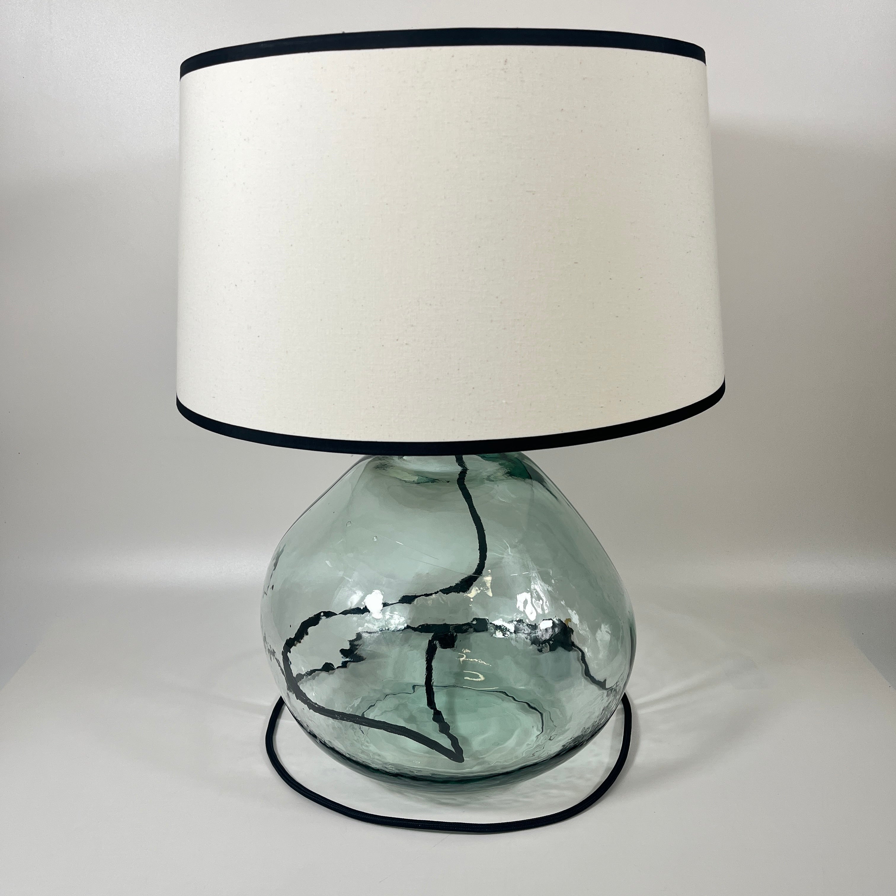 Simplicity Recycled Glass 39cm Lamp and Shade Set