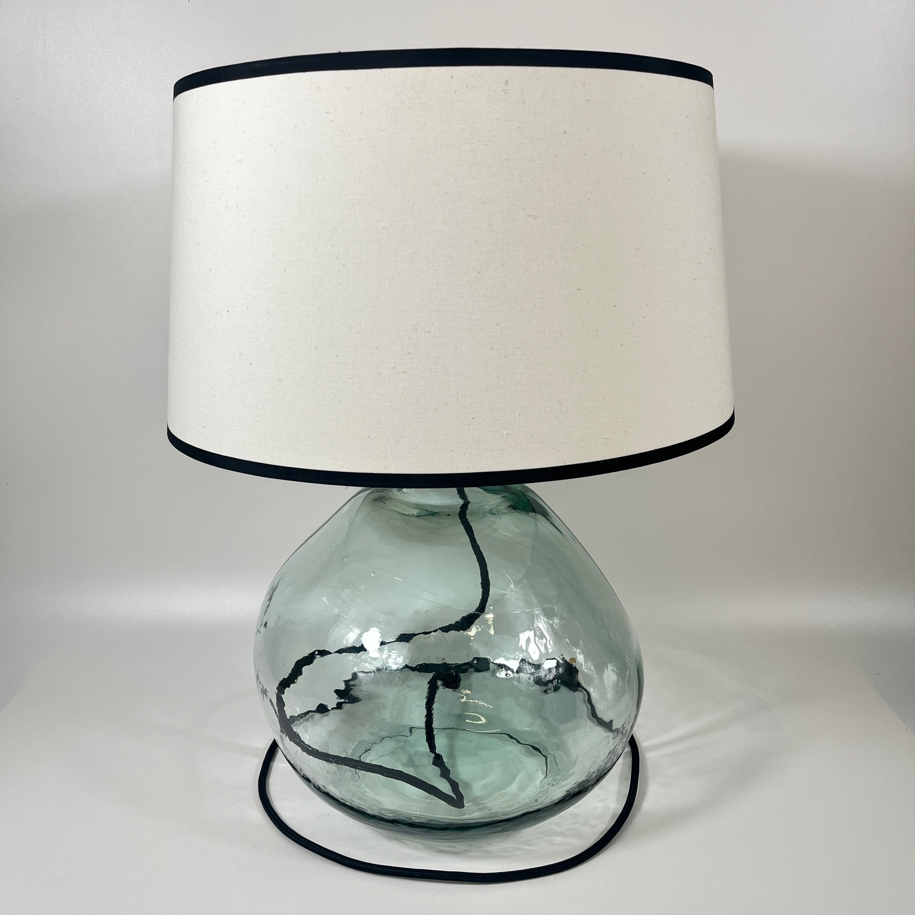 Simplicity Recycled Glass 39cm Lamp and Shade Set