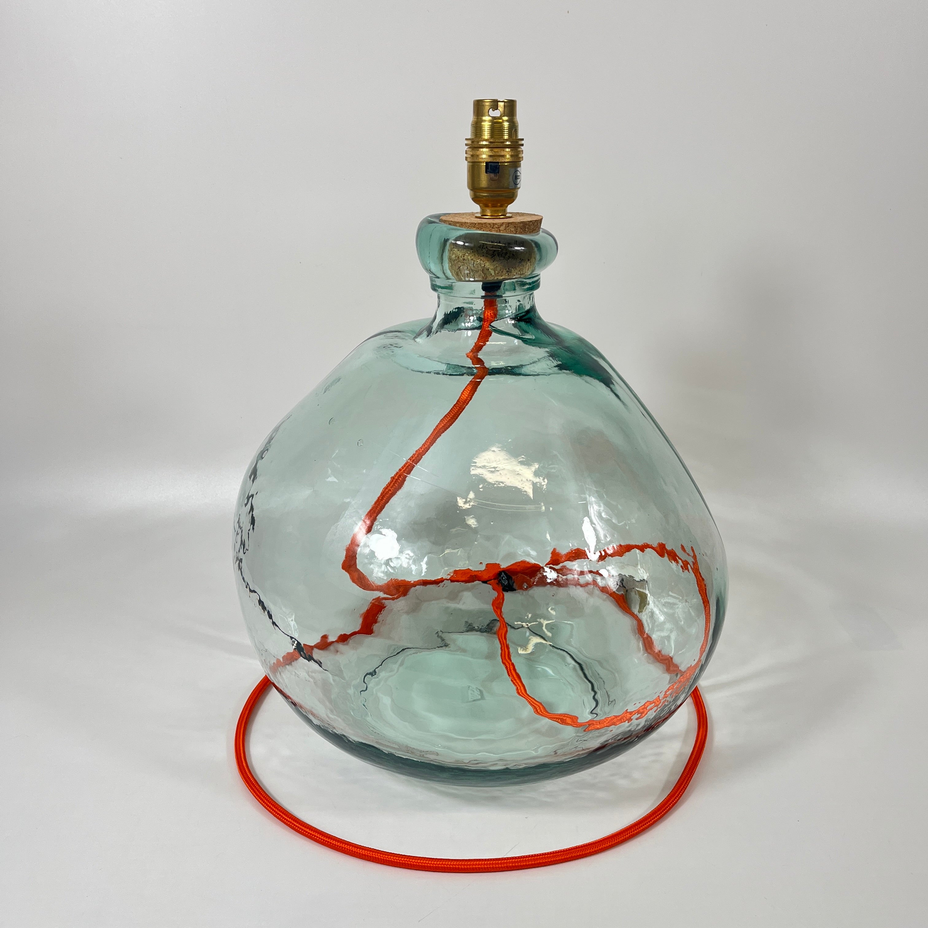 Simplicity Recycled Glass 39cm Lamp and Shade Set