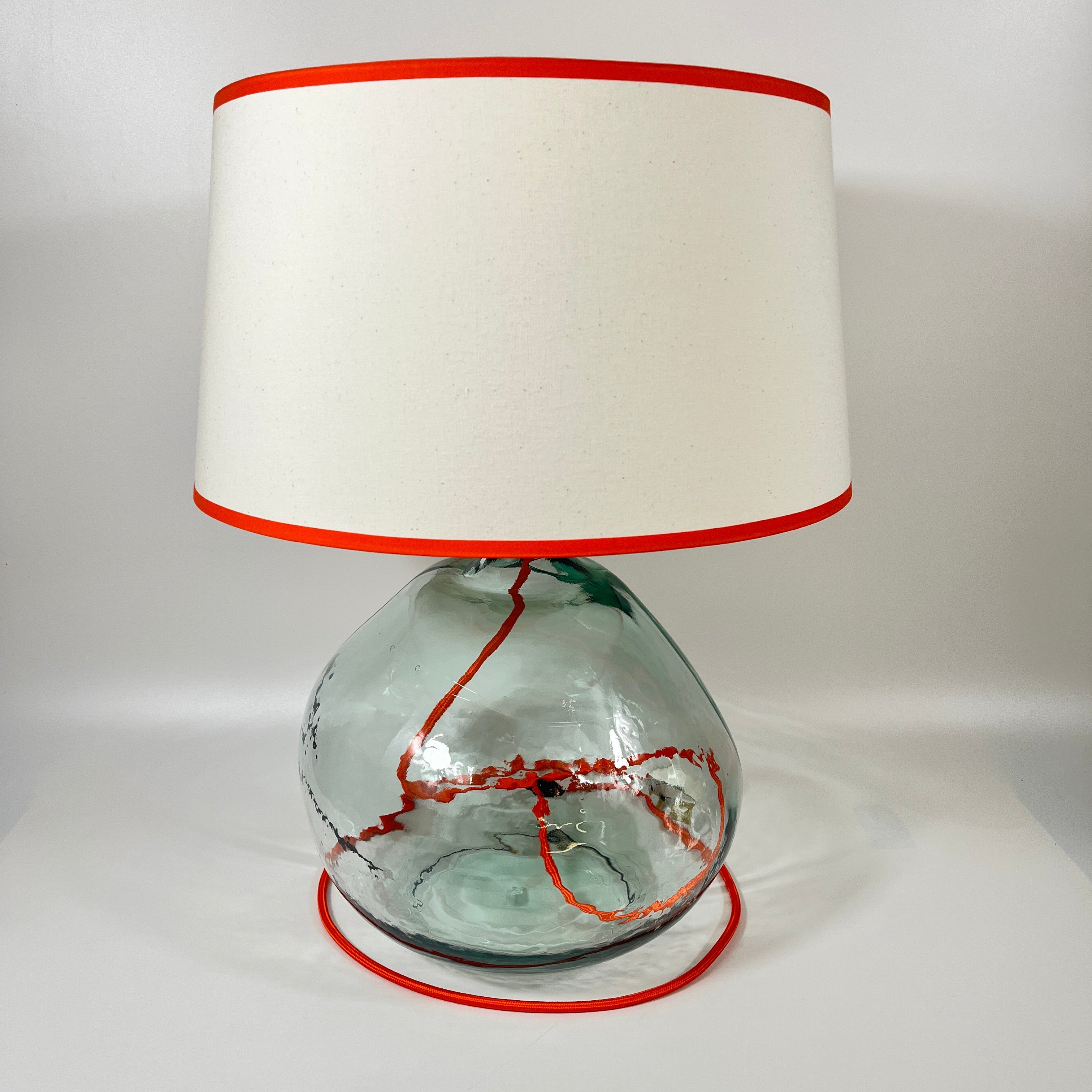 Simplicity Recycled Glass 39cm Lamp and Shade Set