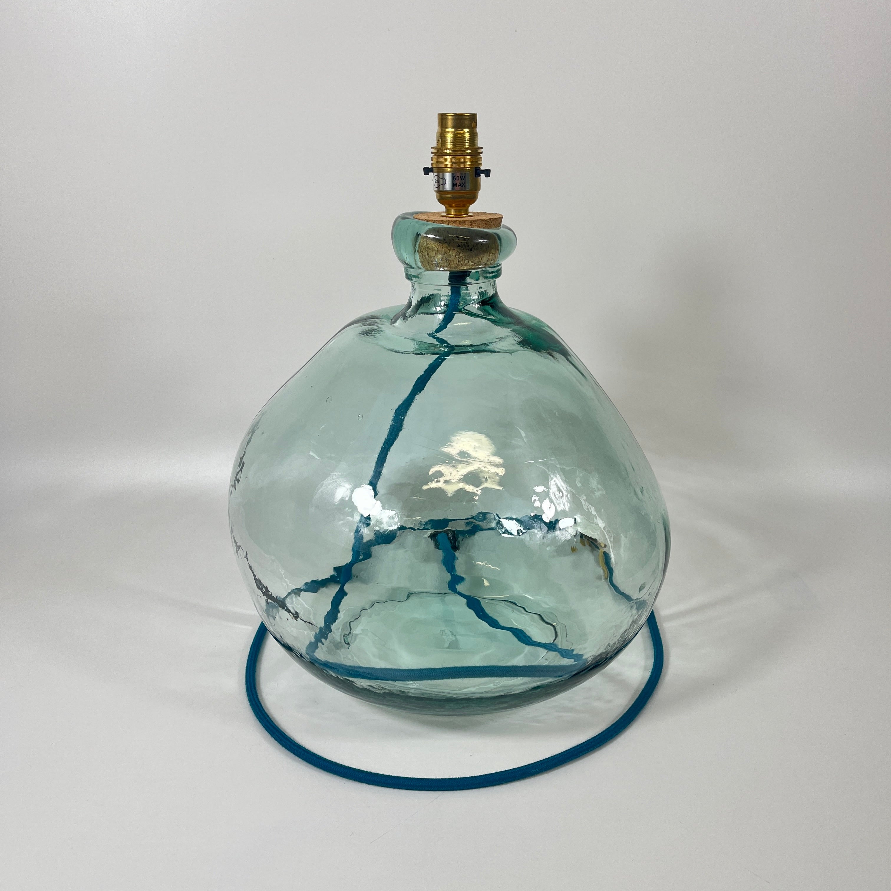 Simplicity Recycled Glass 39cm Lamp and Shade Set