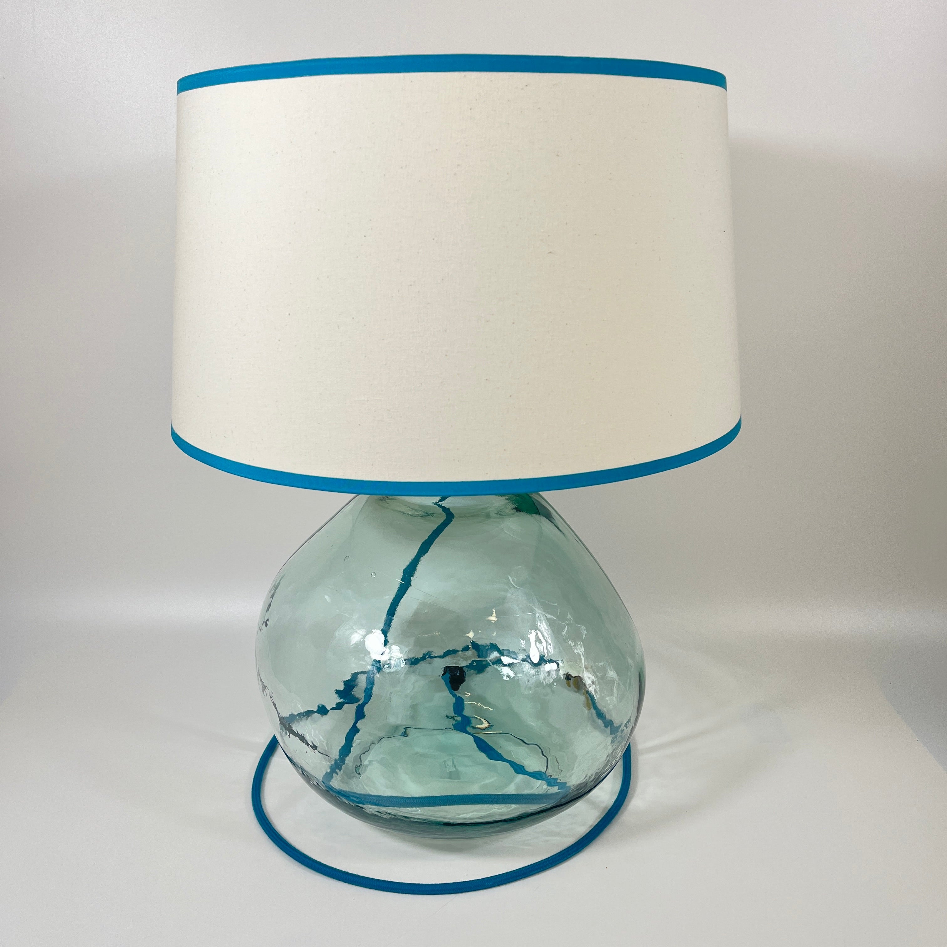 Simplicity Recycled Glass 39cm Lamp and Shade Set
