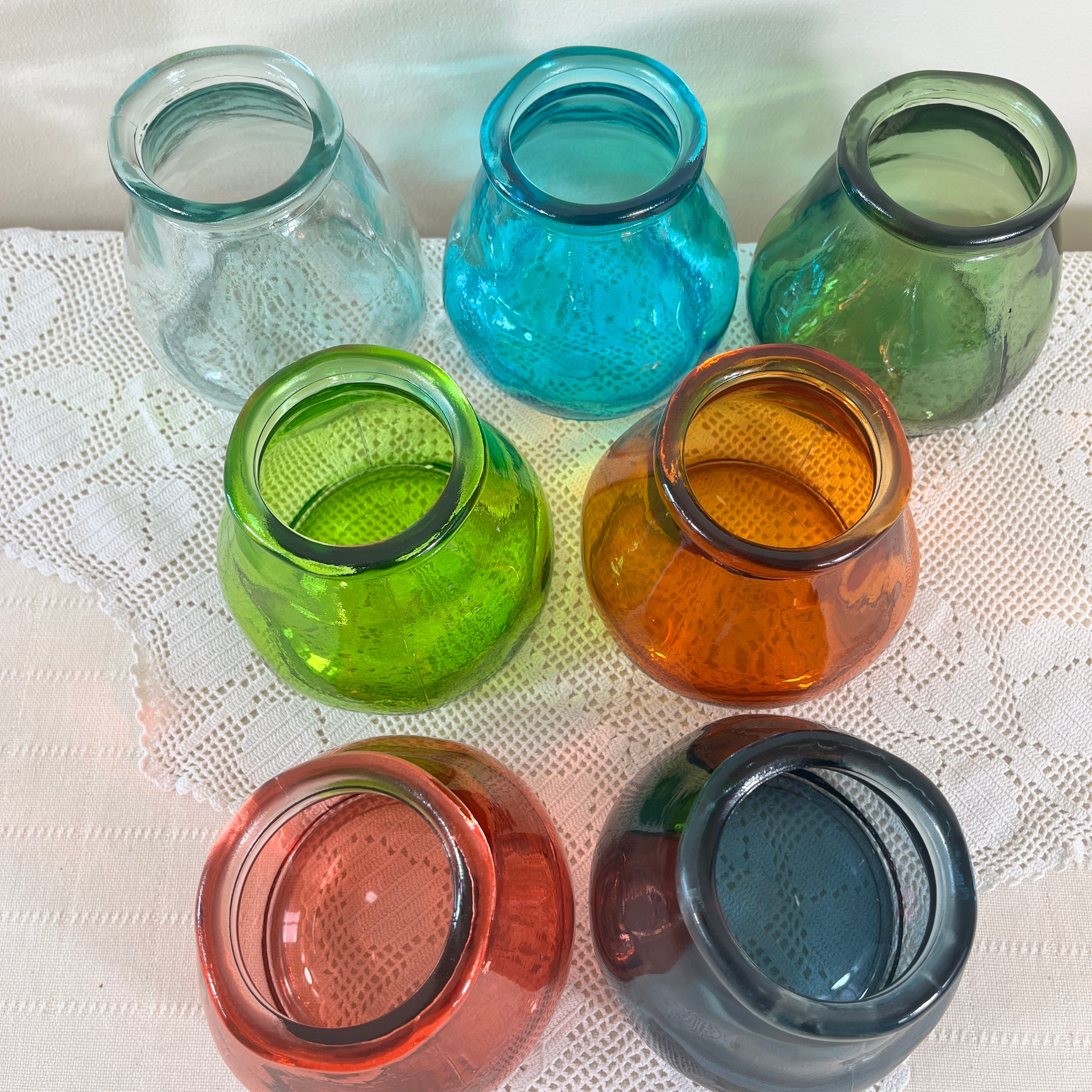 Recycled Glass colourful Tea Light Holder