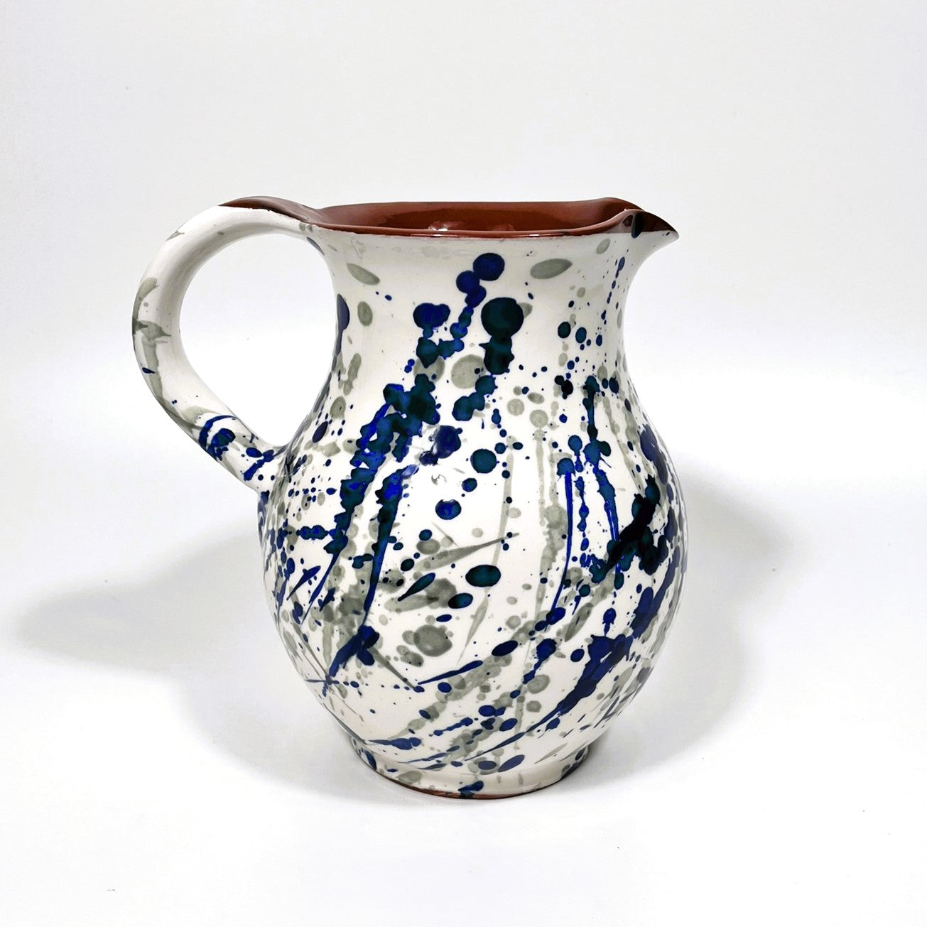 Spanish Hand Painted Jaspe Ceramic Jug