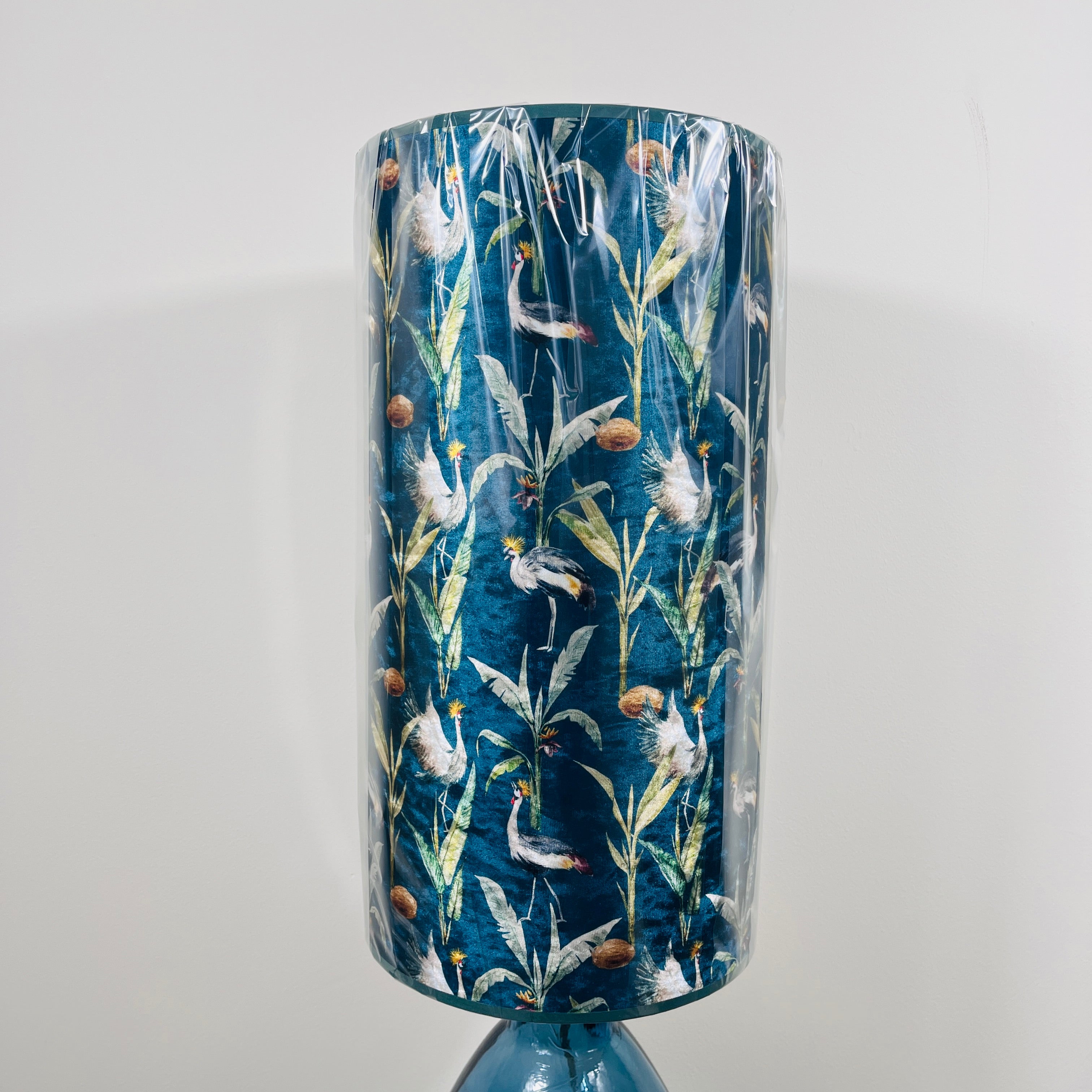 Teal Crane Velvet Shade