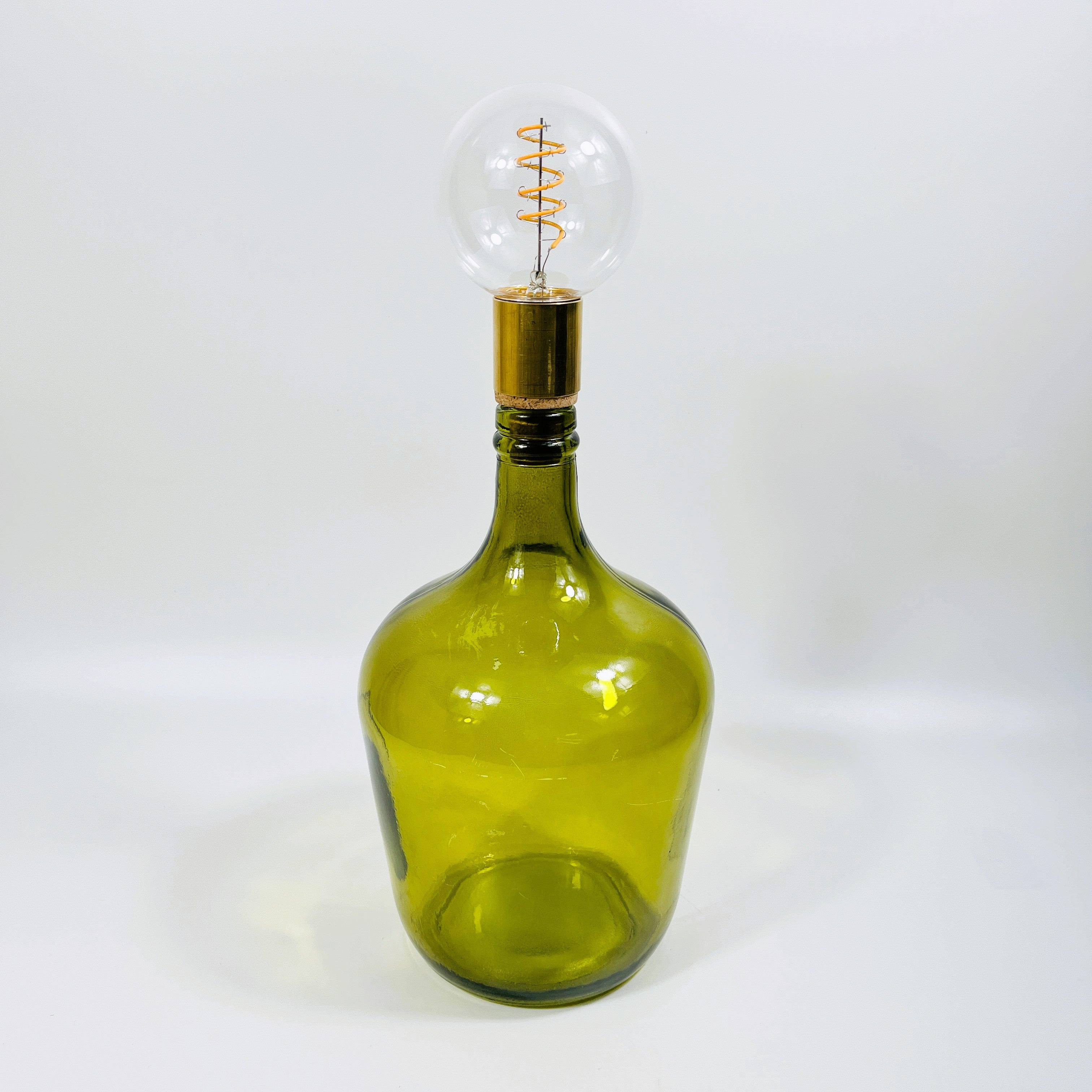 Cordless LED Demijohn Bottle Light with Cork & Brass Holder