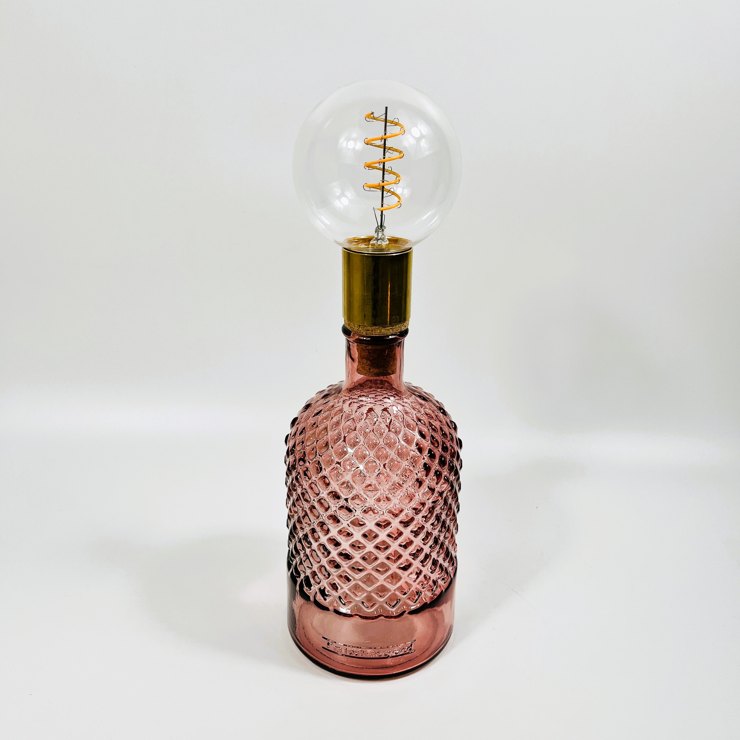 Cordless LED Diamond Bottle Light with Cork & Brass Holder