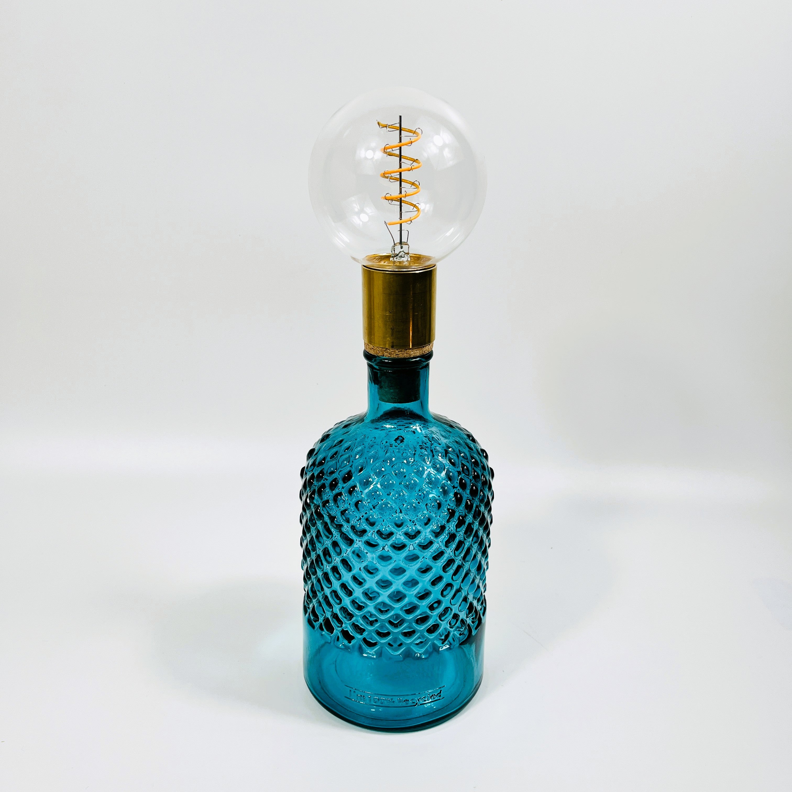 Cordless LED Diamond Bottle Light with Cork & Brass Holder