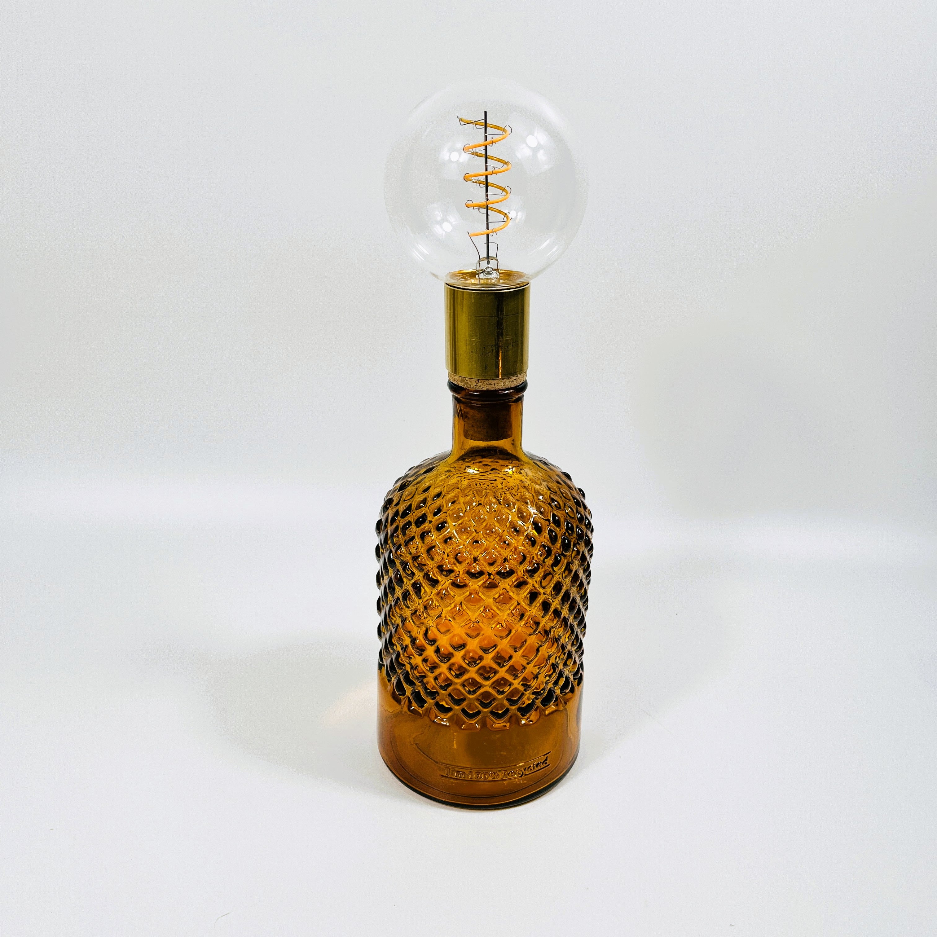 Cordless LED Diamond Bottle Light with Cork & Brass Holder