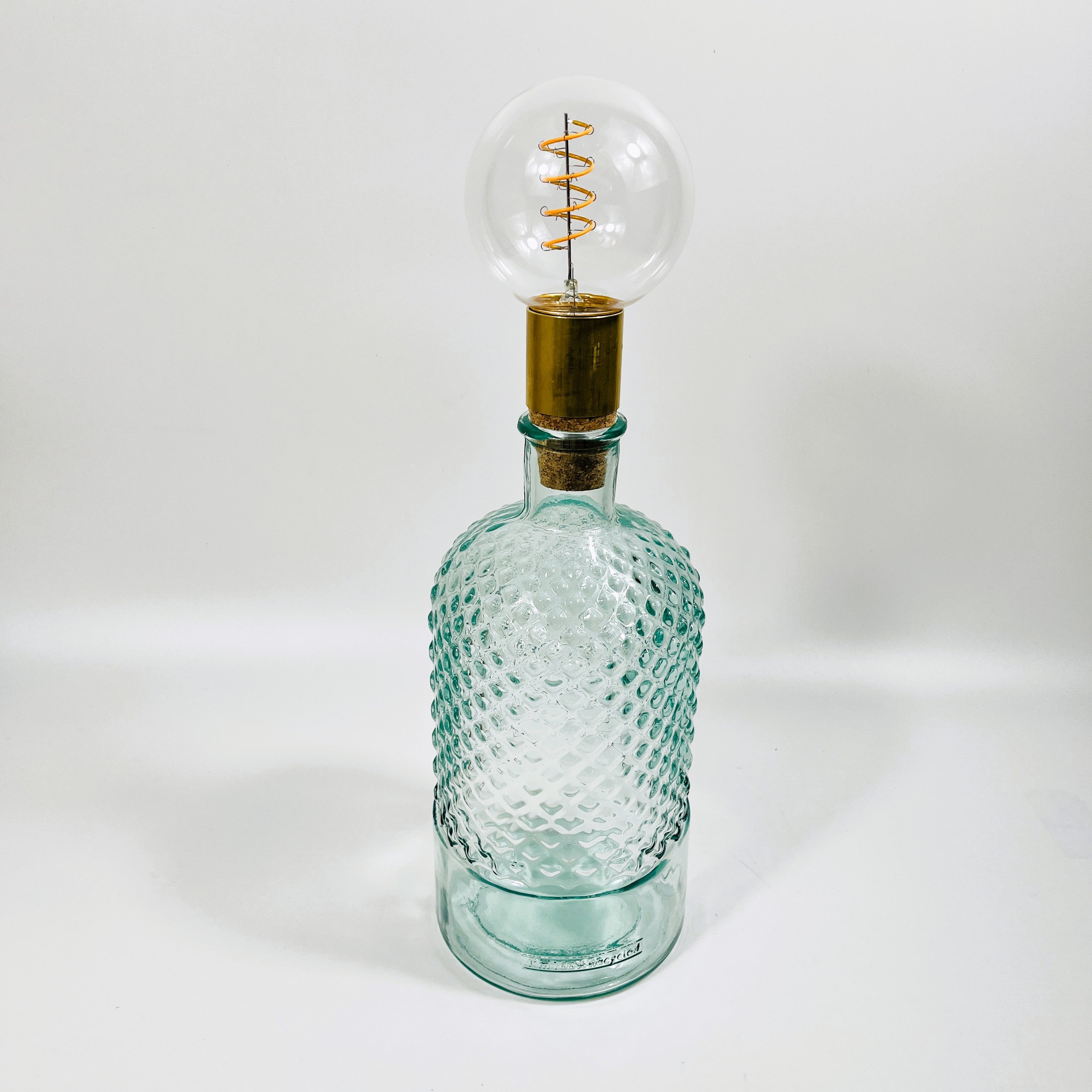 Cordless LED Diamond Bottle Light with Cork & Brass Holder