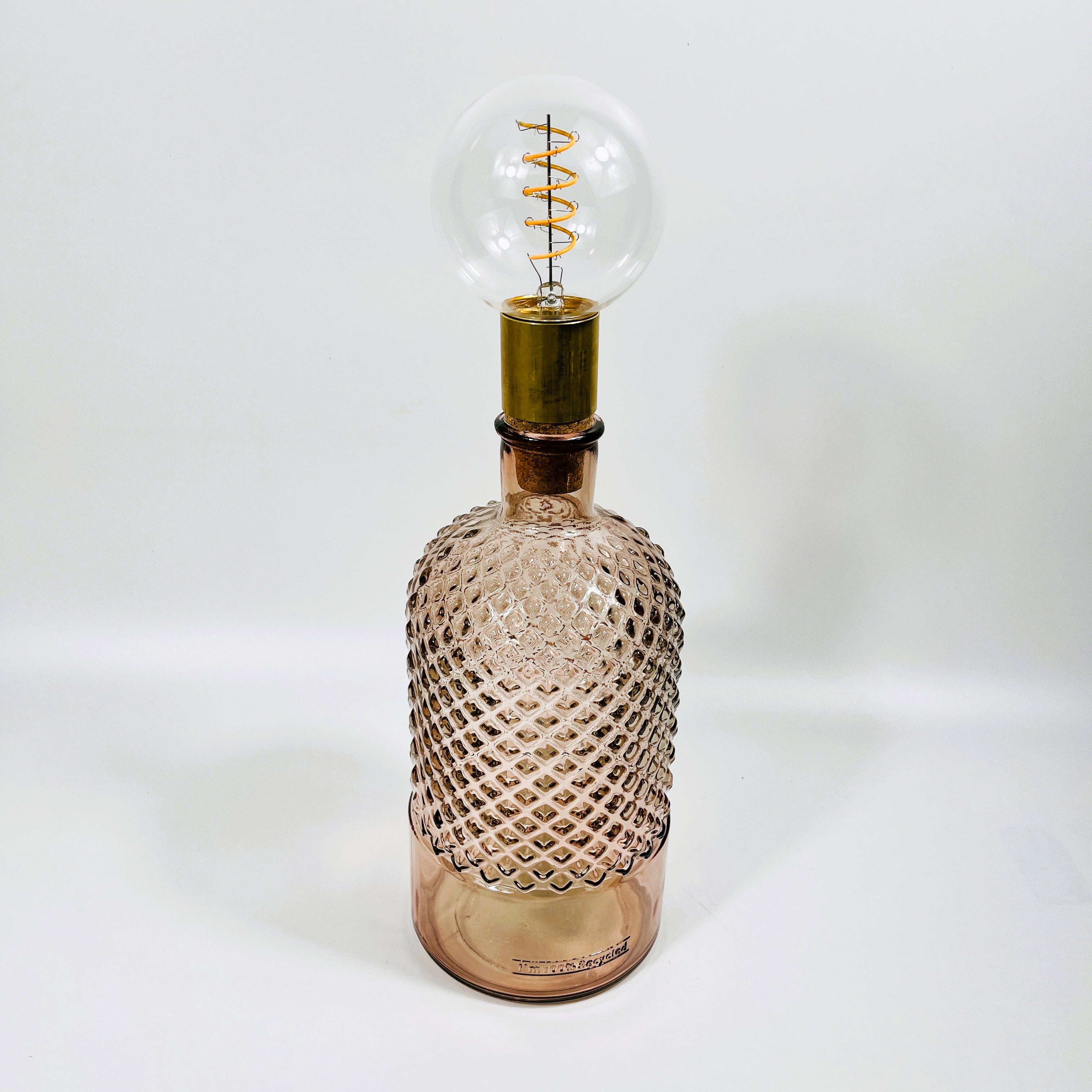 Cordless LED Diamond Bottle Light with Cork & Brass Holder