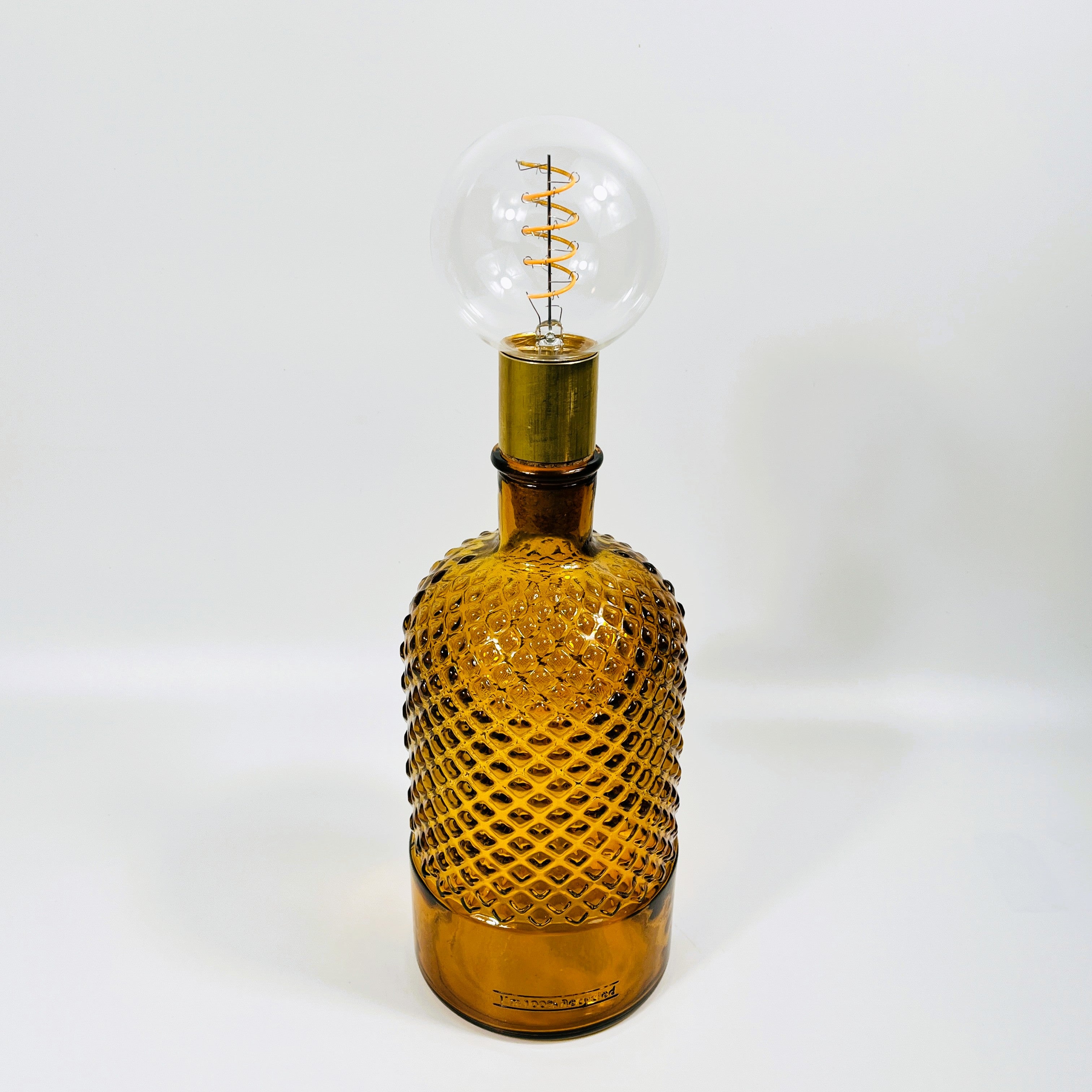 Cordless LED Diamond Bottle Light with Cork & Brass Holder