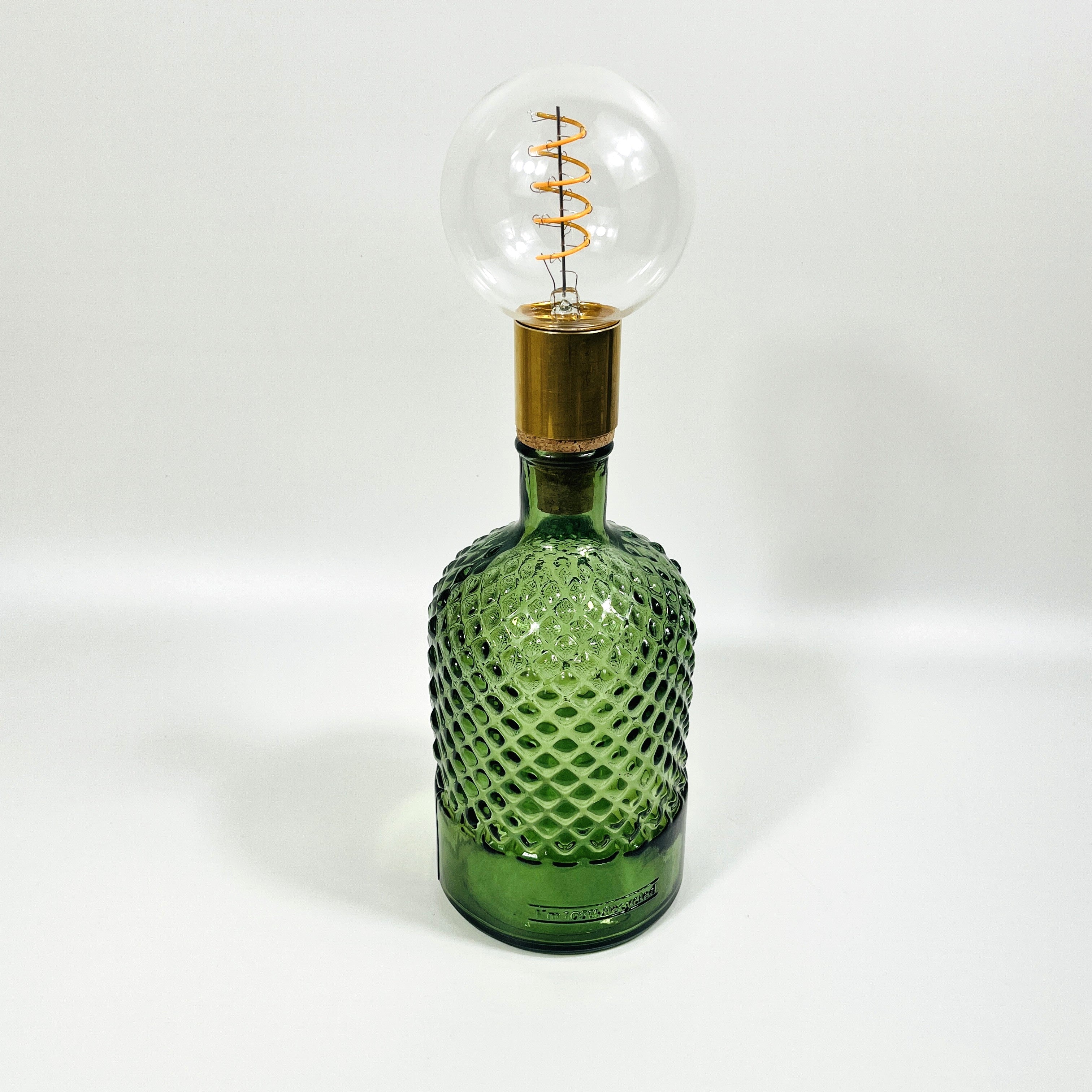 Cordless LED Diamond Bottle Light with Cork & Brass Holder