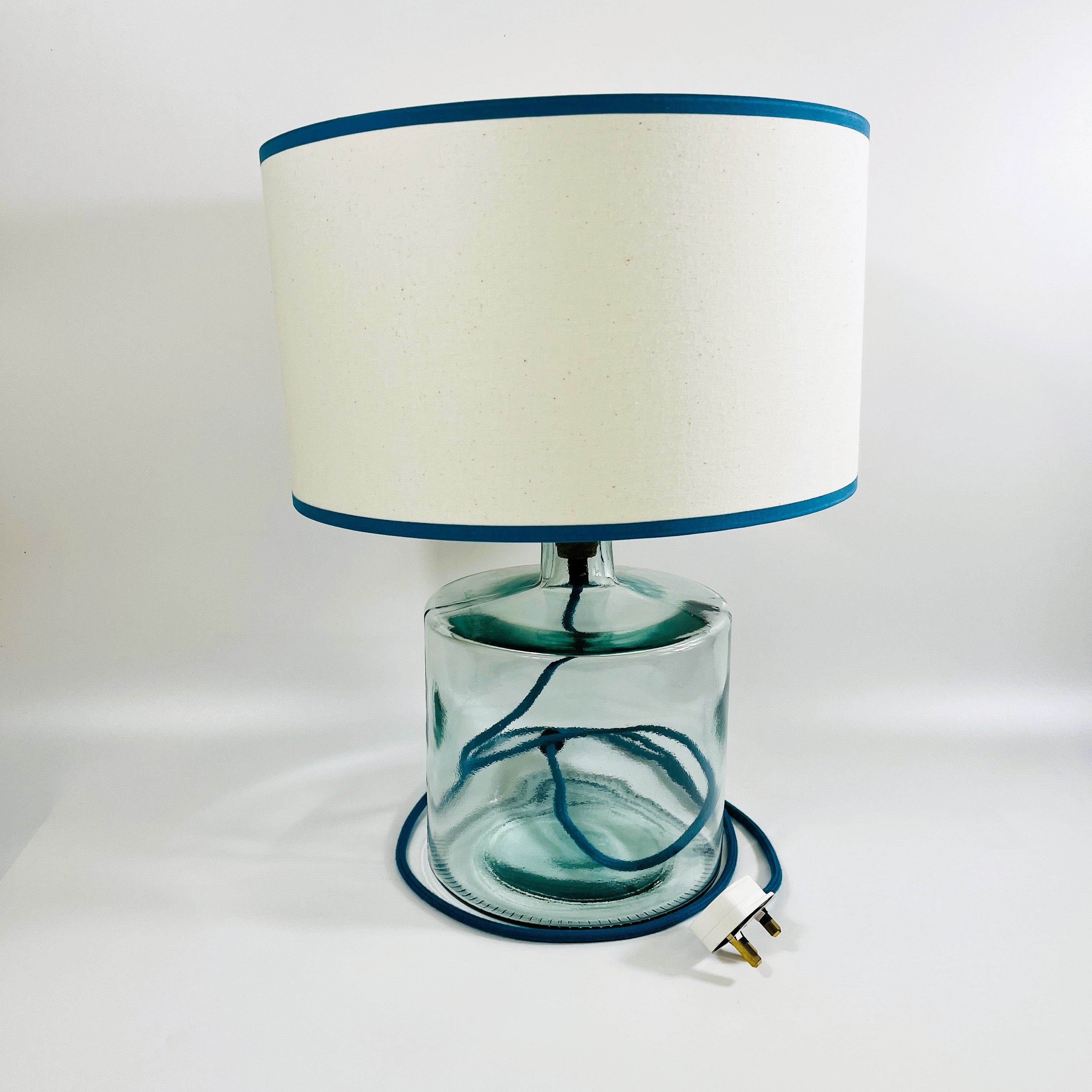 Frances Recycled Glass 32cm Lamp and Shade Set