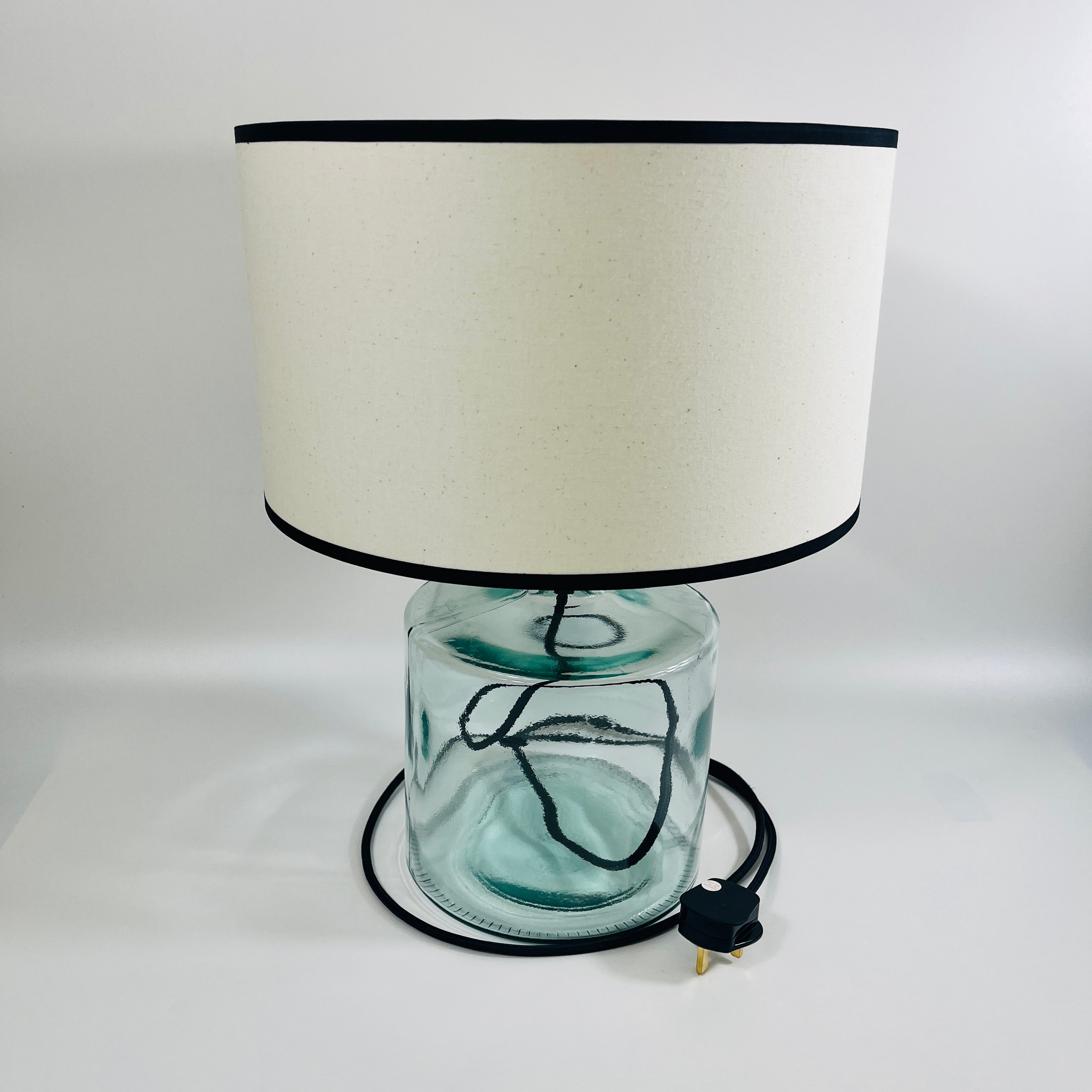 Frances Recycled Glass 32cm Lamp and Shade Set