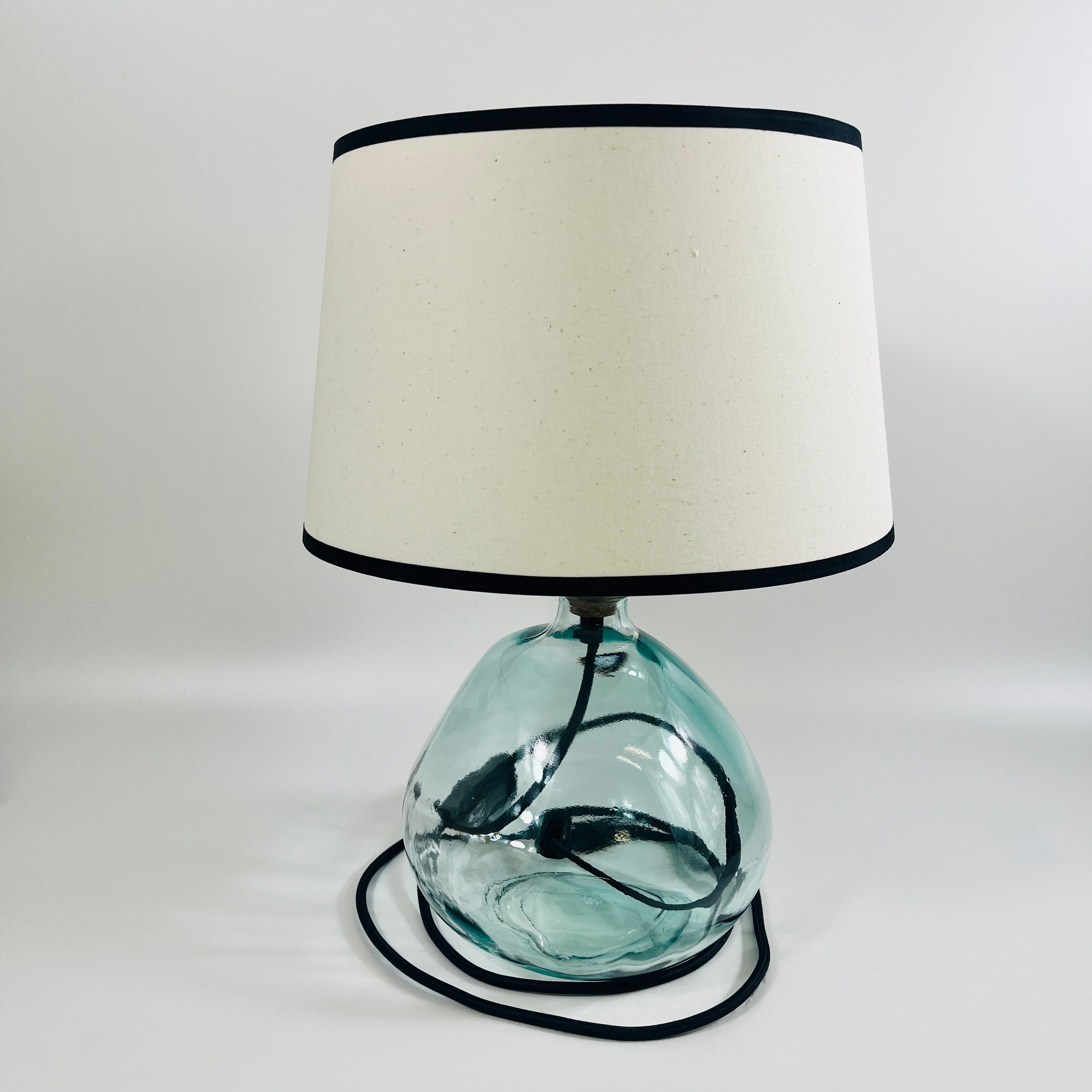 Simplicity Recycled Glass 29cm Lamp and Shade Set