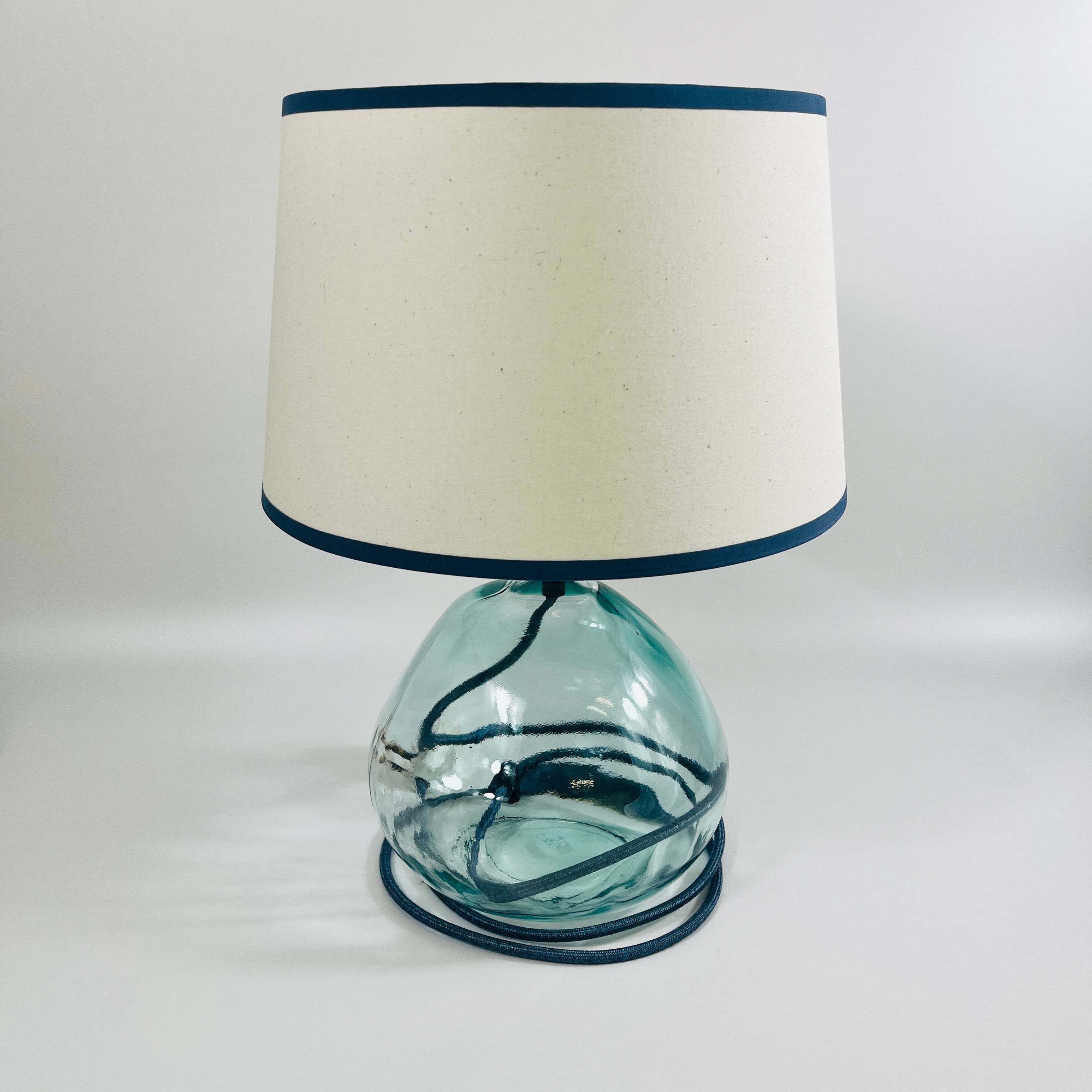 Simplicity Recycled Glass 29cm Lamp and Shade Set