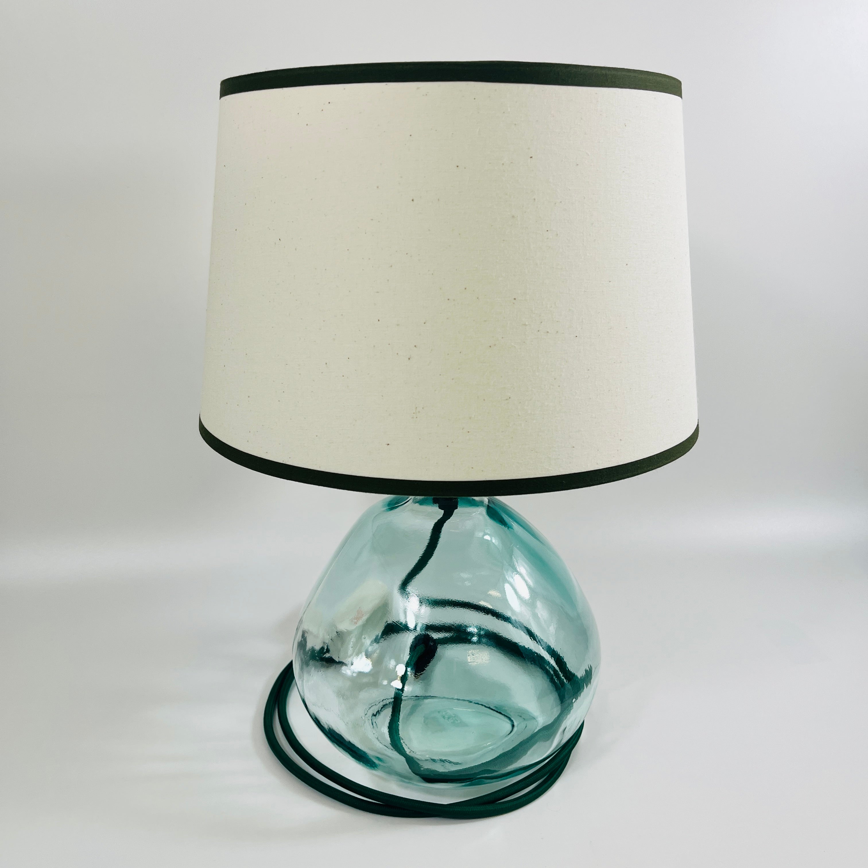 Simplicity Recycled Glass 29cm Lamp and Shade Set
