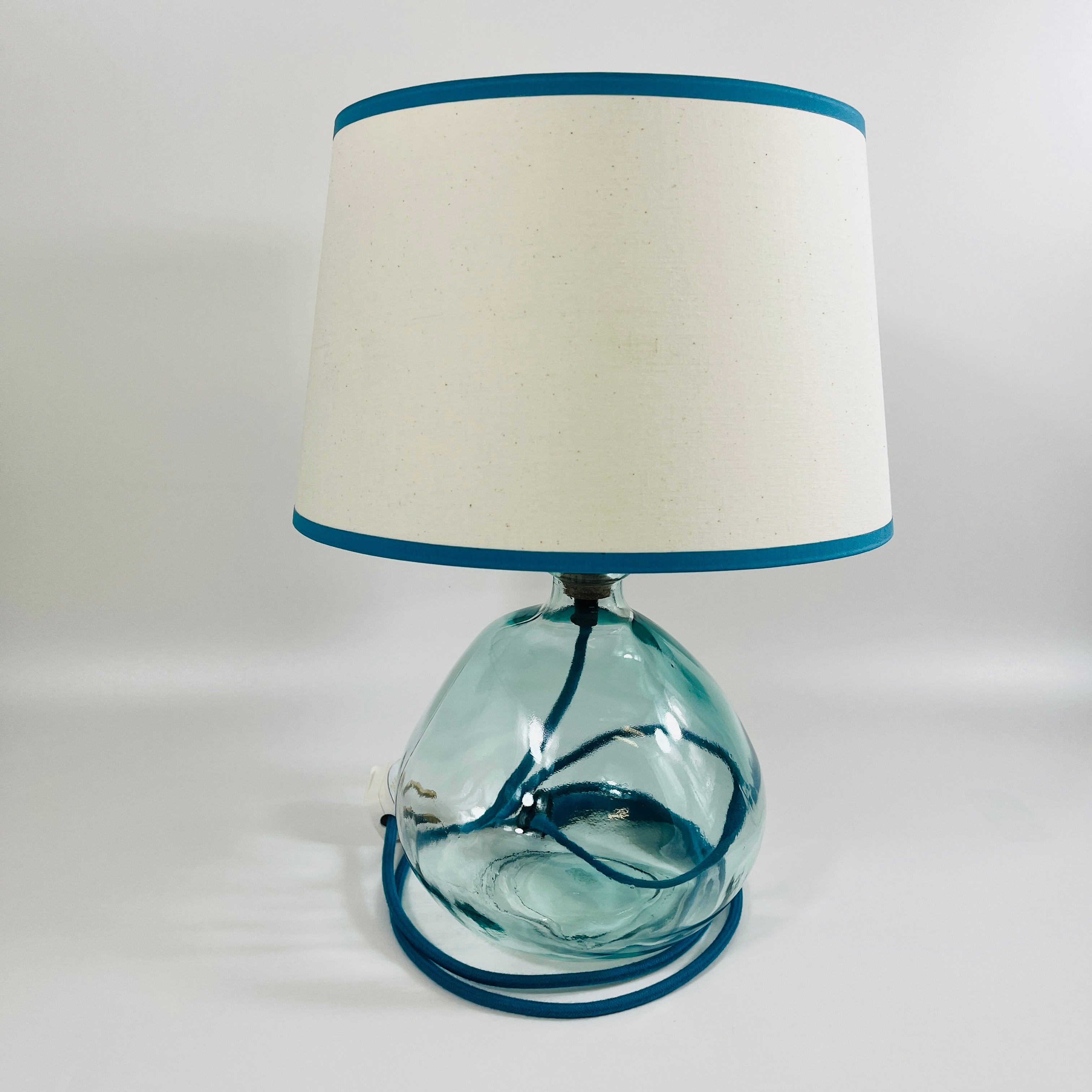 Simplicity Recycled Glass 29cm Lamp and Shade Set