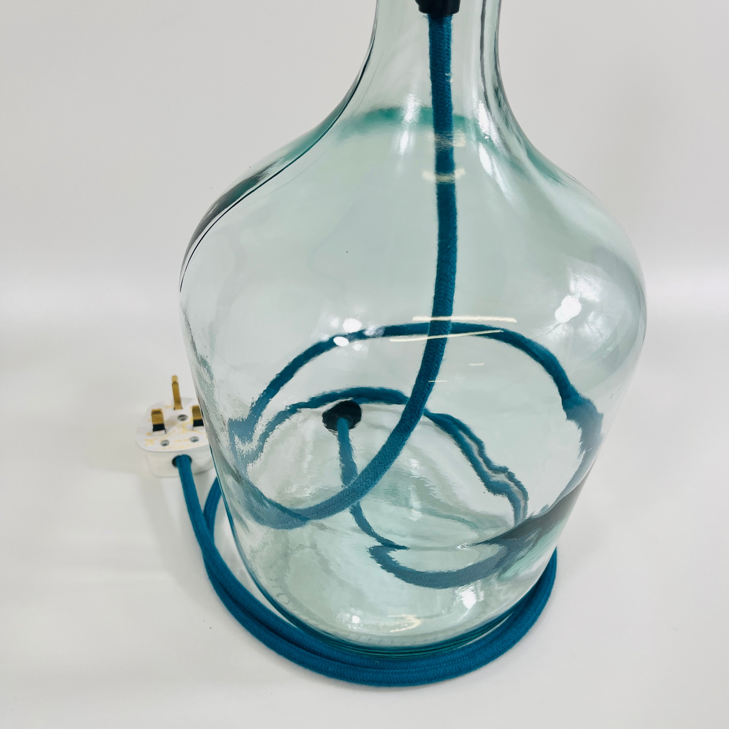Demijohn Recycled Glass 36cm Lamp and Shade Set