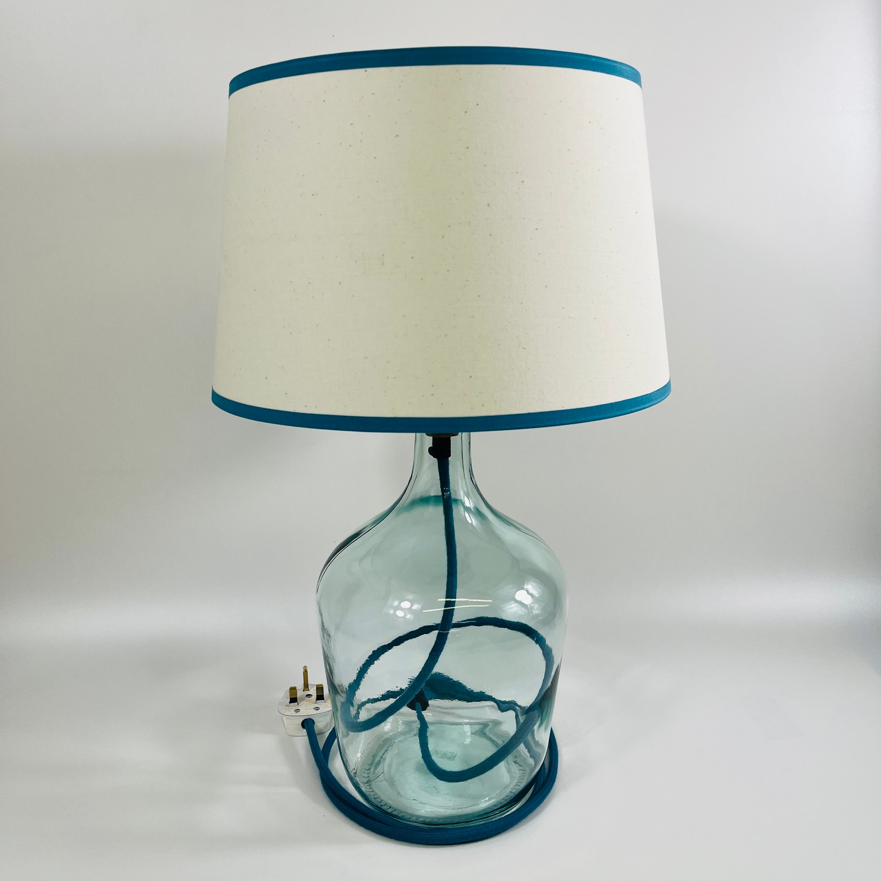 Demijohn Recycled Glass 36cm Lamp and Shade Set