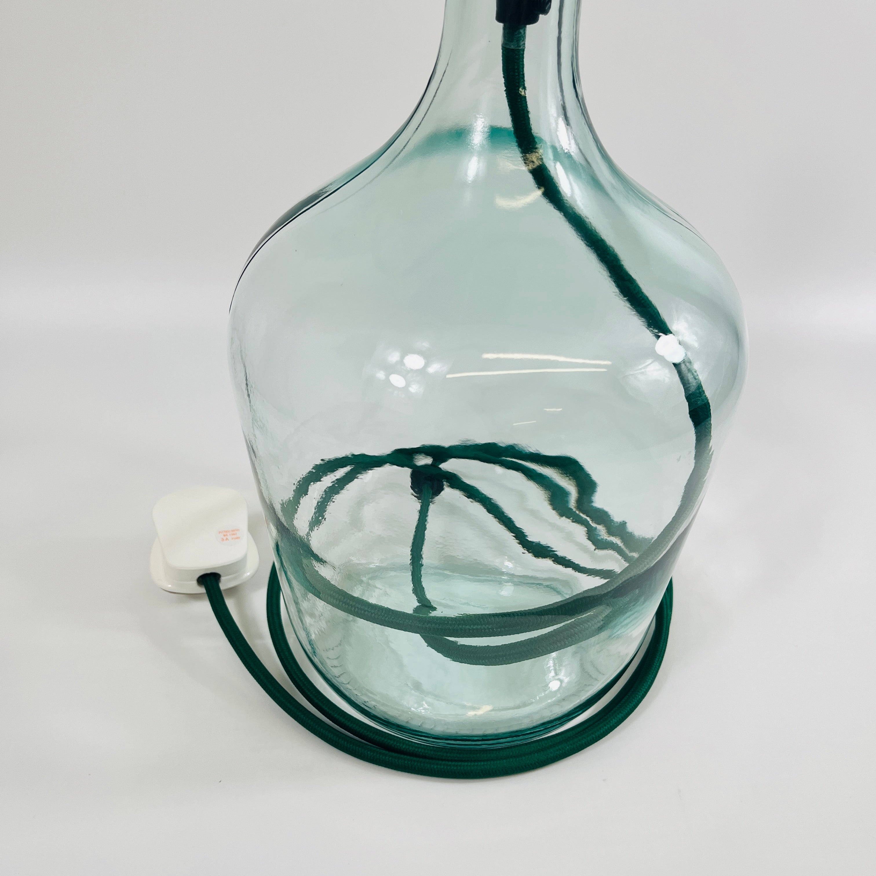 Demijohn Recycled Glass 36cm Lamp and Shade Set
