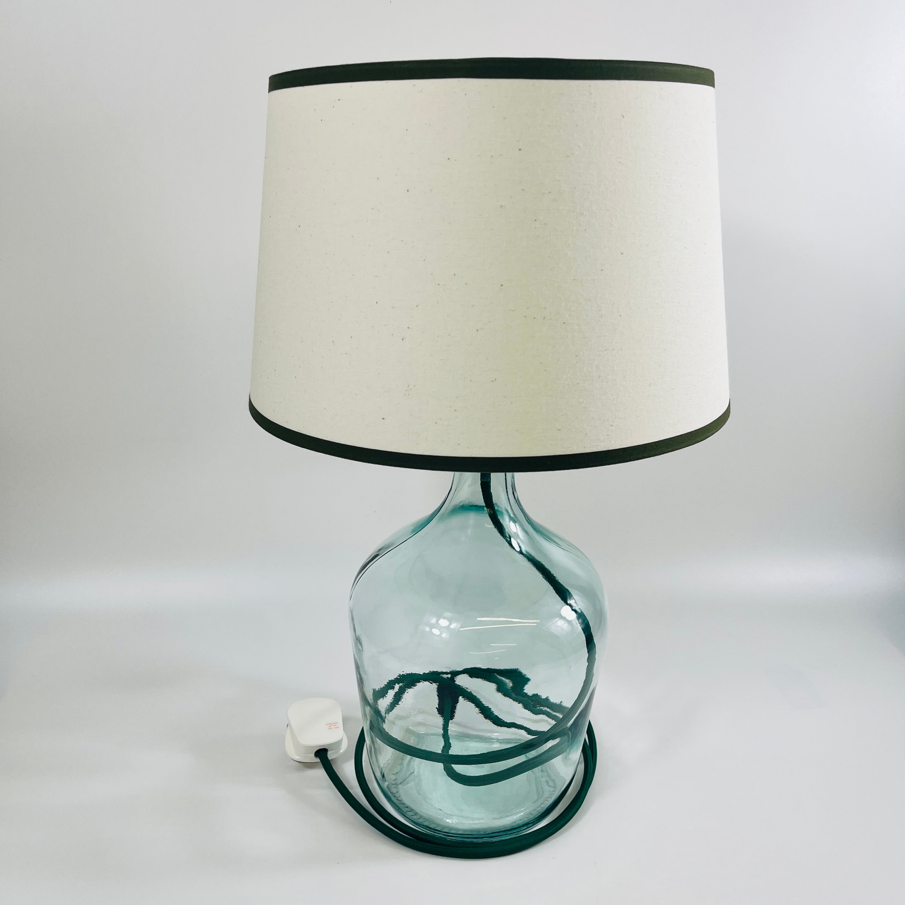 Demijohn Recycled Glass 36cm Lamp and Shade Set