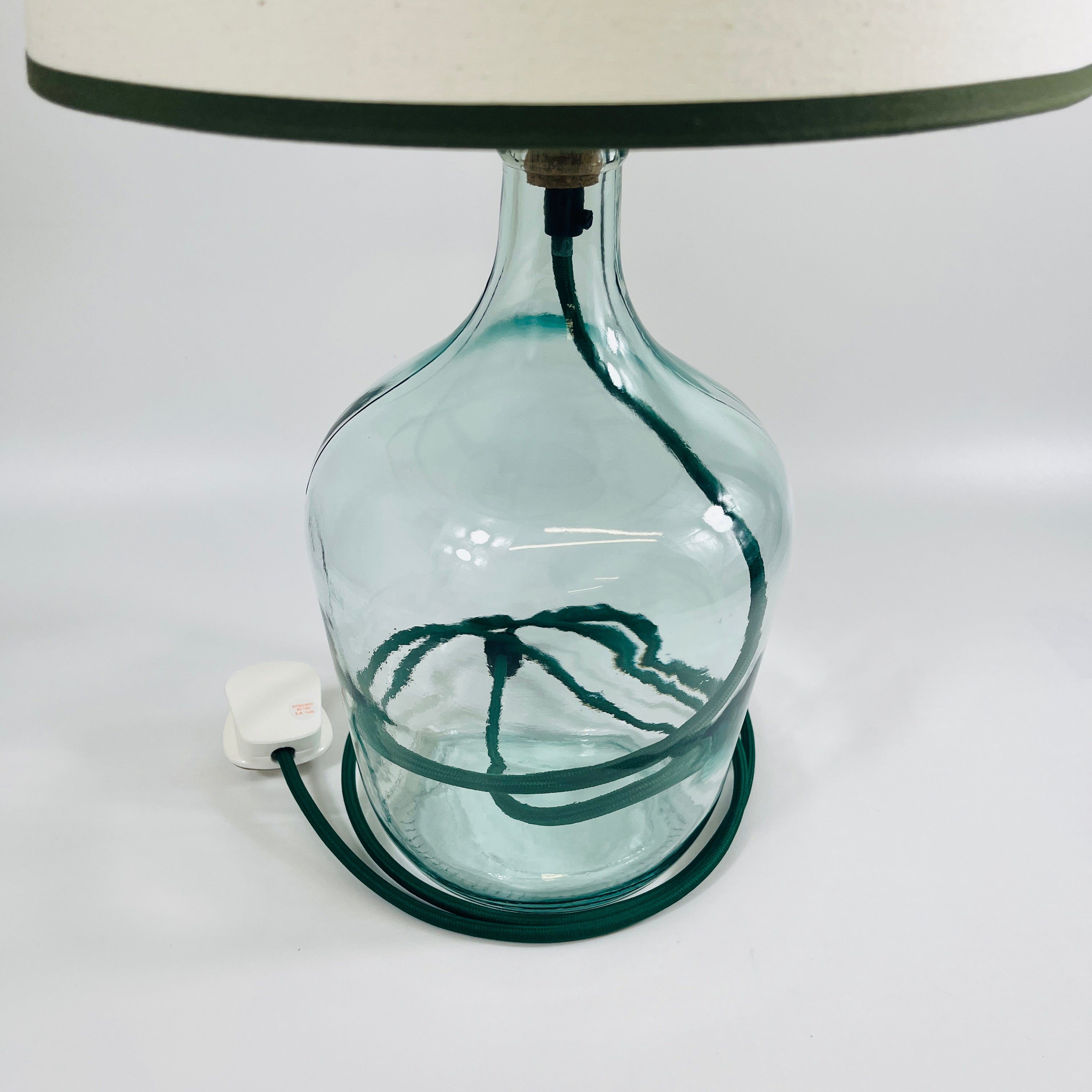 Demijohn Recycled Glass 36cm Lamp and Shade Set