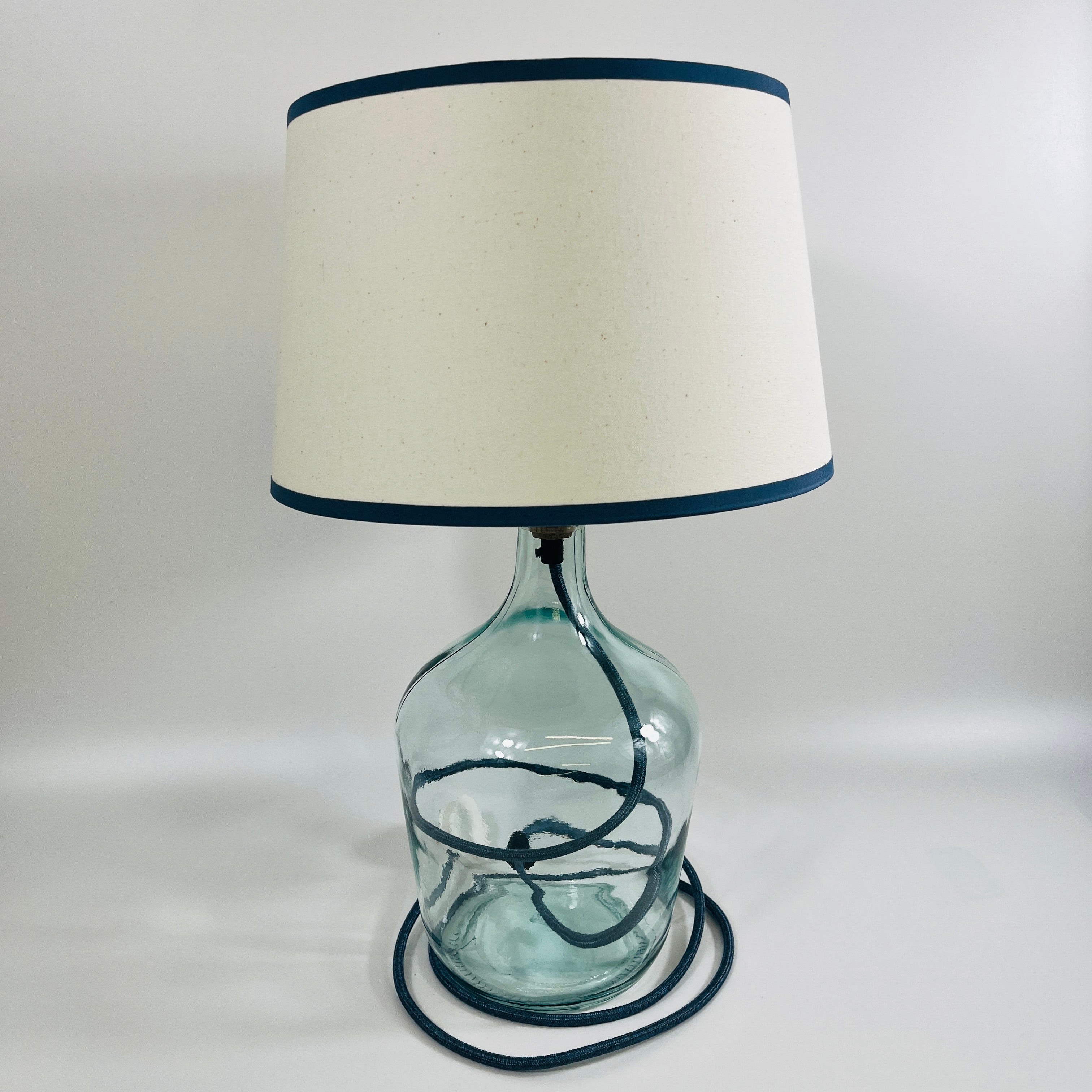 Demijohn Recycled Glass 36cm Lamp and Shade Set
