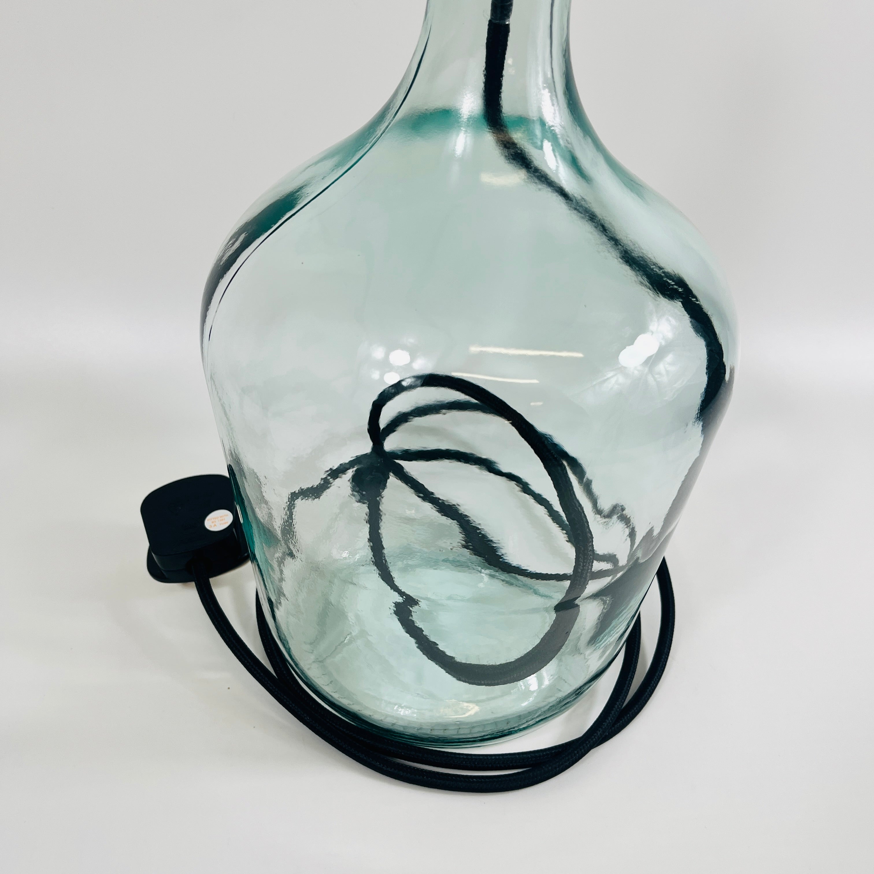 Demijohn Recycled Glass 36cm Lamp and Shade Set